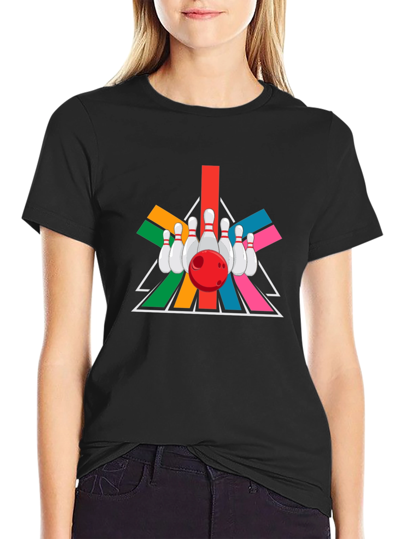 Black Retro Bowling Strike T-Shirt view 2