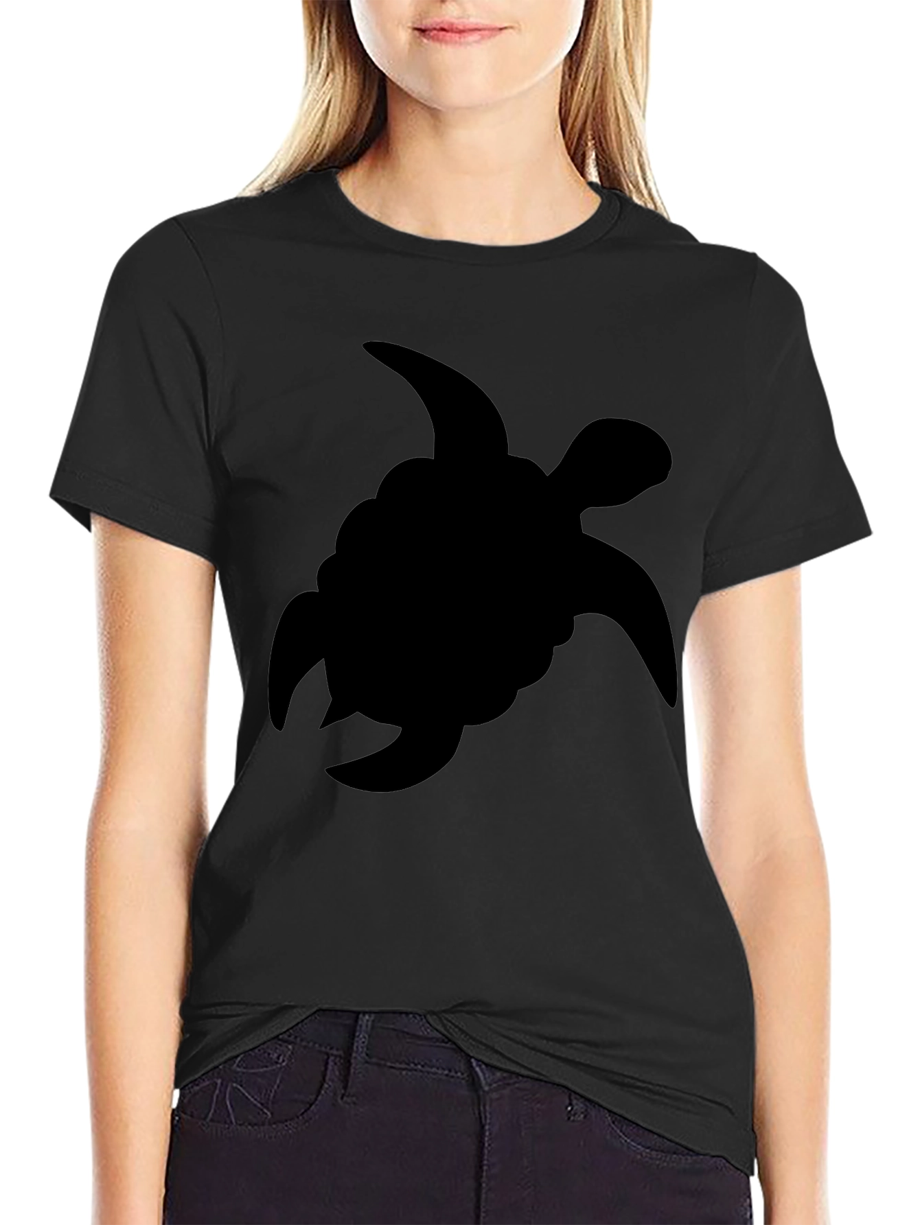 Black Black Turtle Silhouette T-Shirt - Casual Style view 2