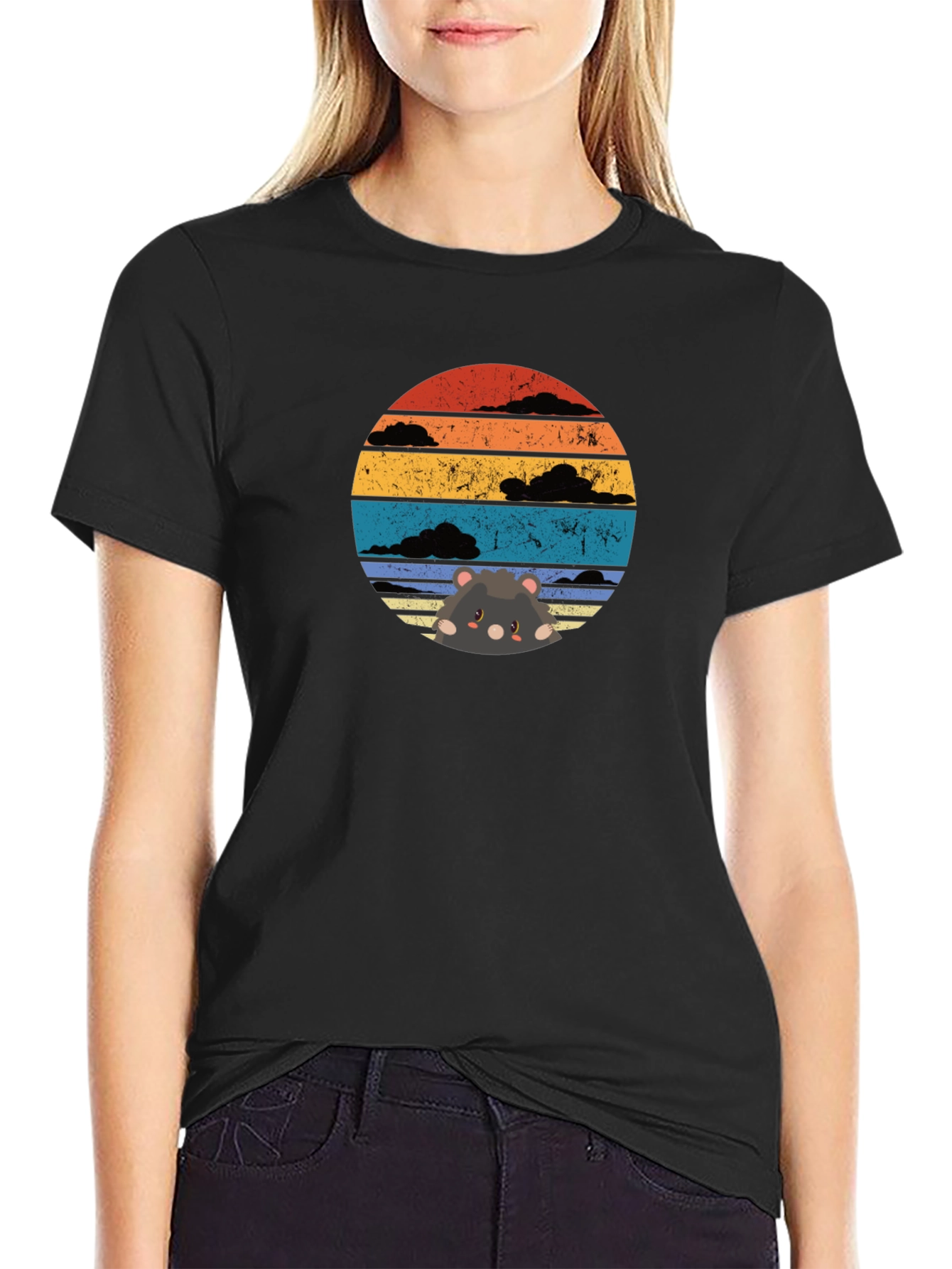 Black Sunset Hamster T-Shirt view 2