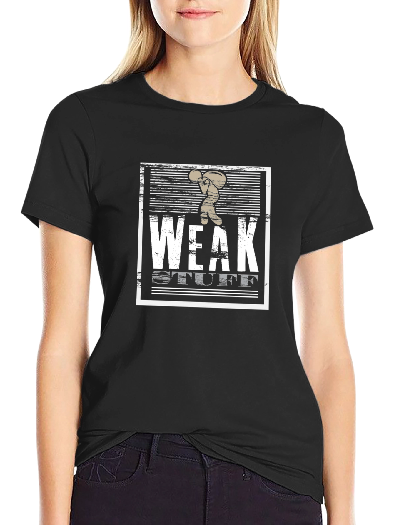 Black Weak Stuff Graphic T-Shirt - Black Cotton Tee view 2