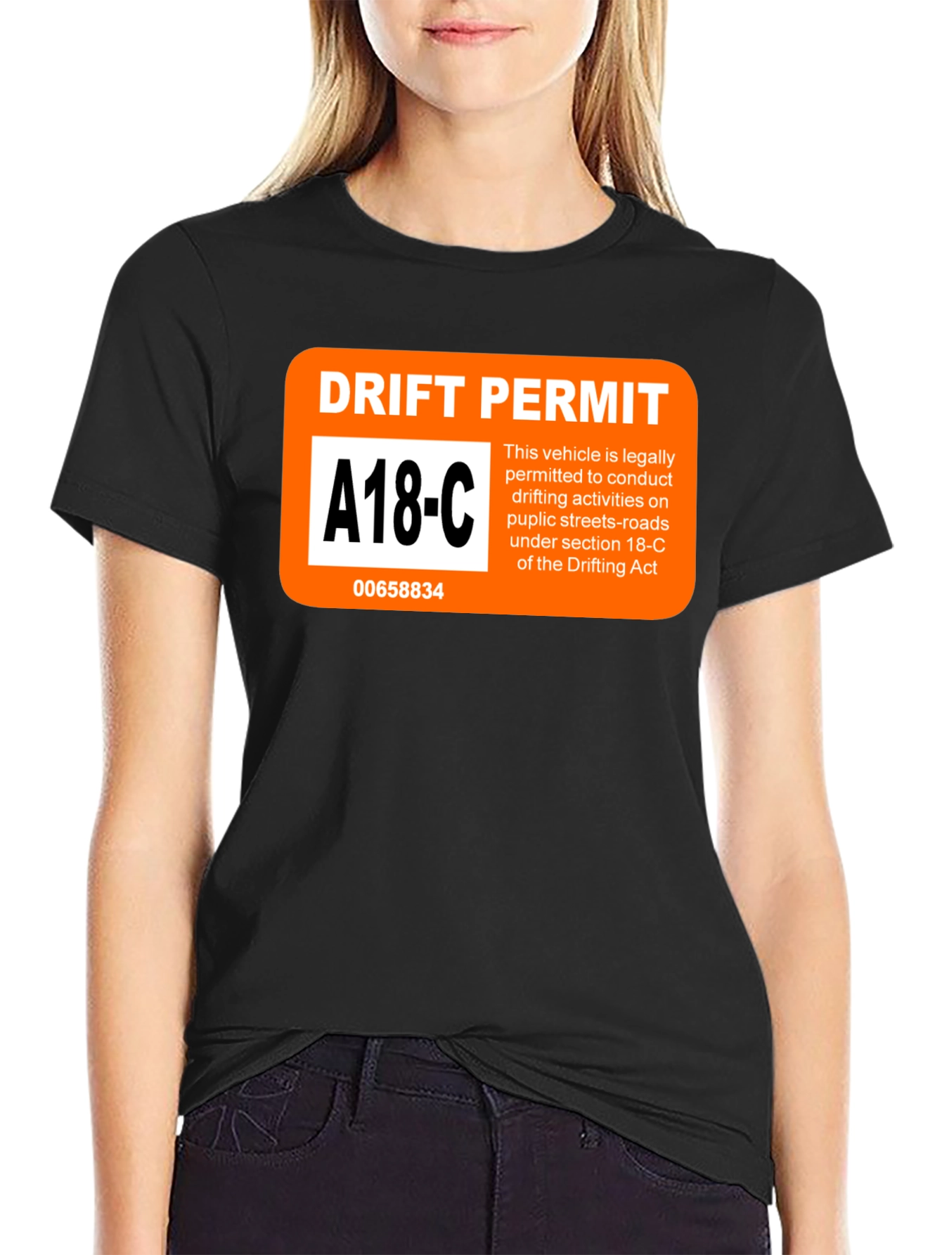 Black Drift Permit T-Shirt - Funny Car Enthusiast Tee view 2
