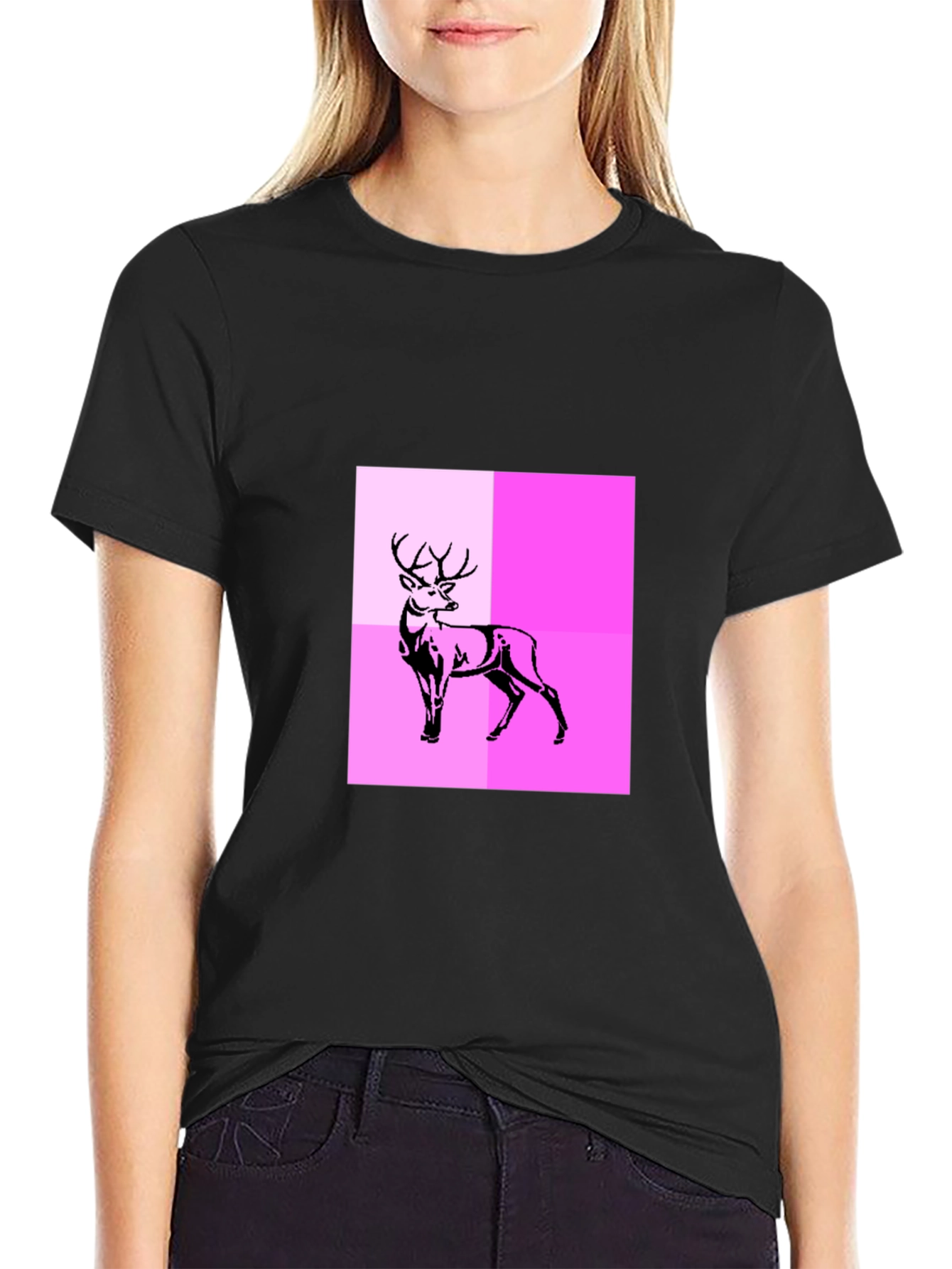 Black Deer Graphic Tee - Modern Abstract Design view 2