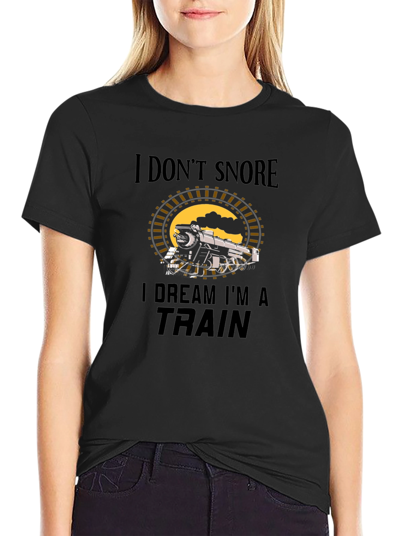 Black Funny 'I Dream I'm a Train' Graphic T-Shirt view 2