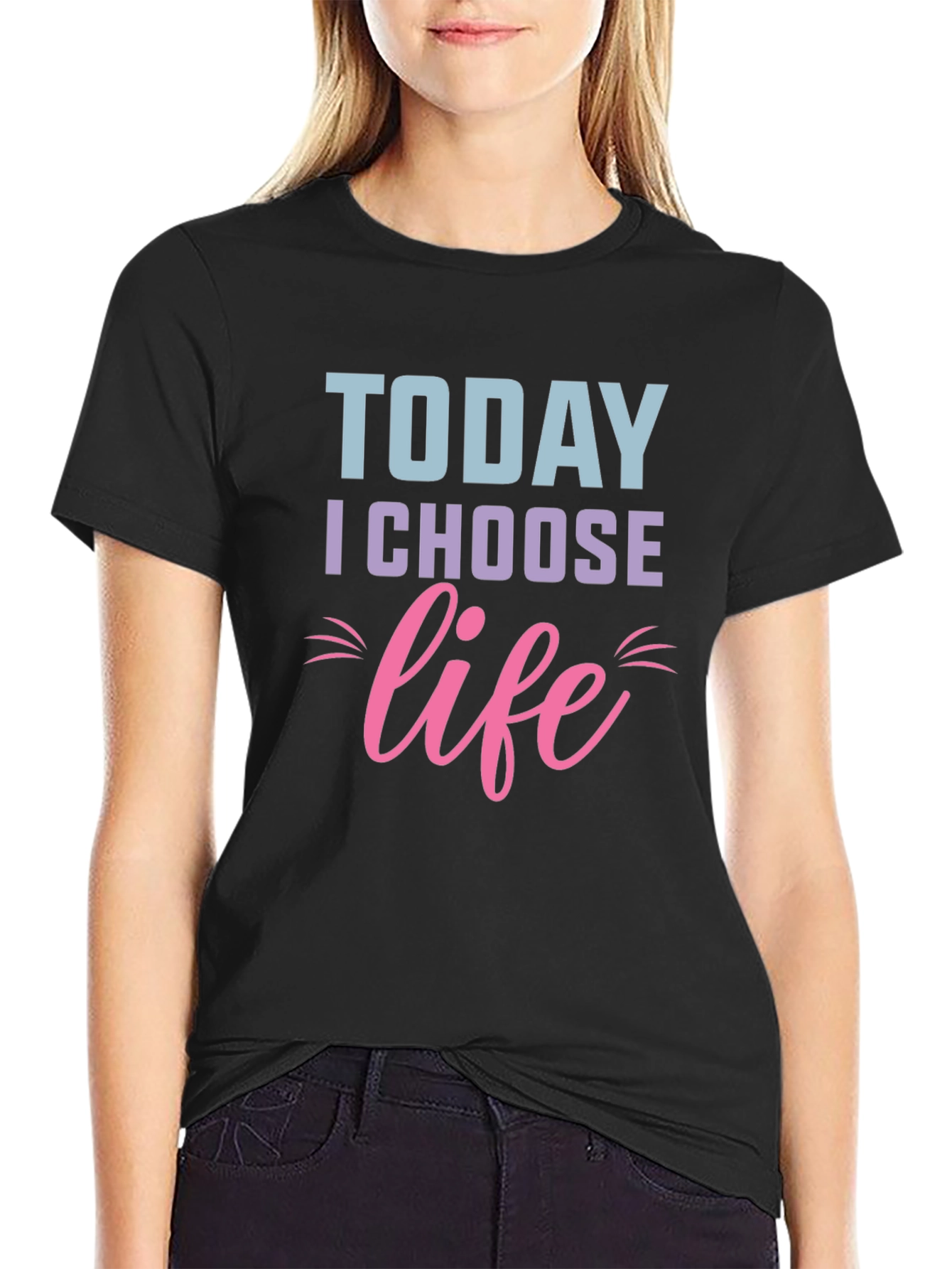Black Today I Choose Life T-Shirt - Motivational Graphic Tee view 2