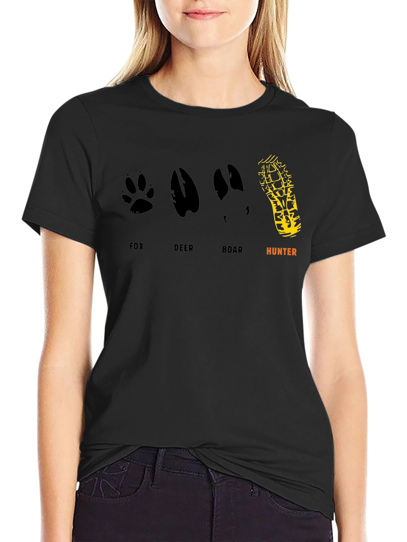 Black Hunter Animal Track Graphic Tee - Black view 2