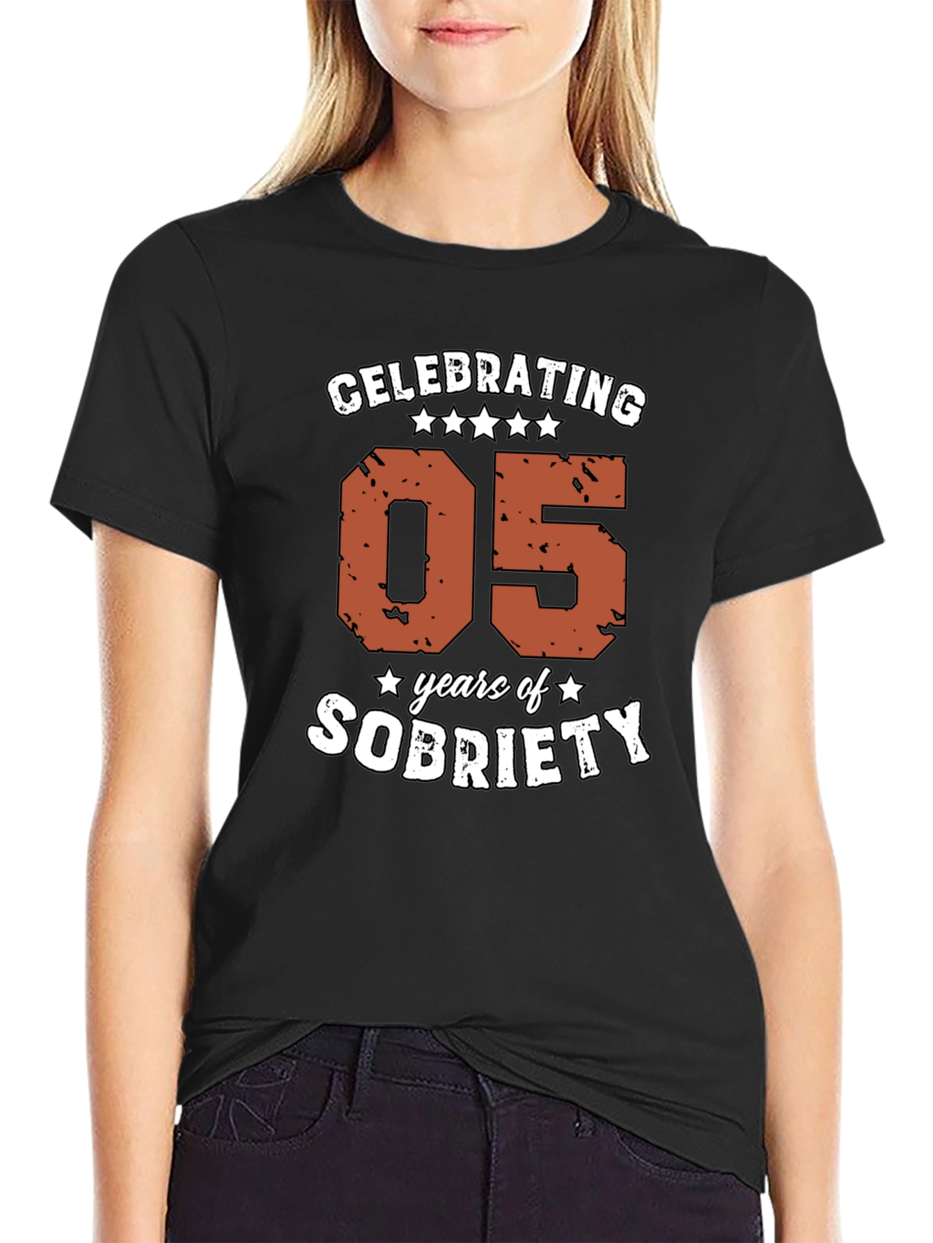 Black Celebrating 05 Years of Sobriety T-Shirt view 2