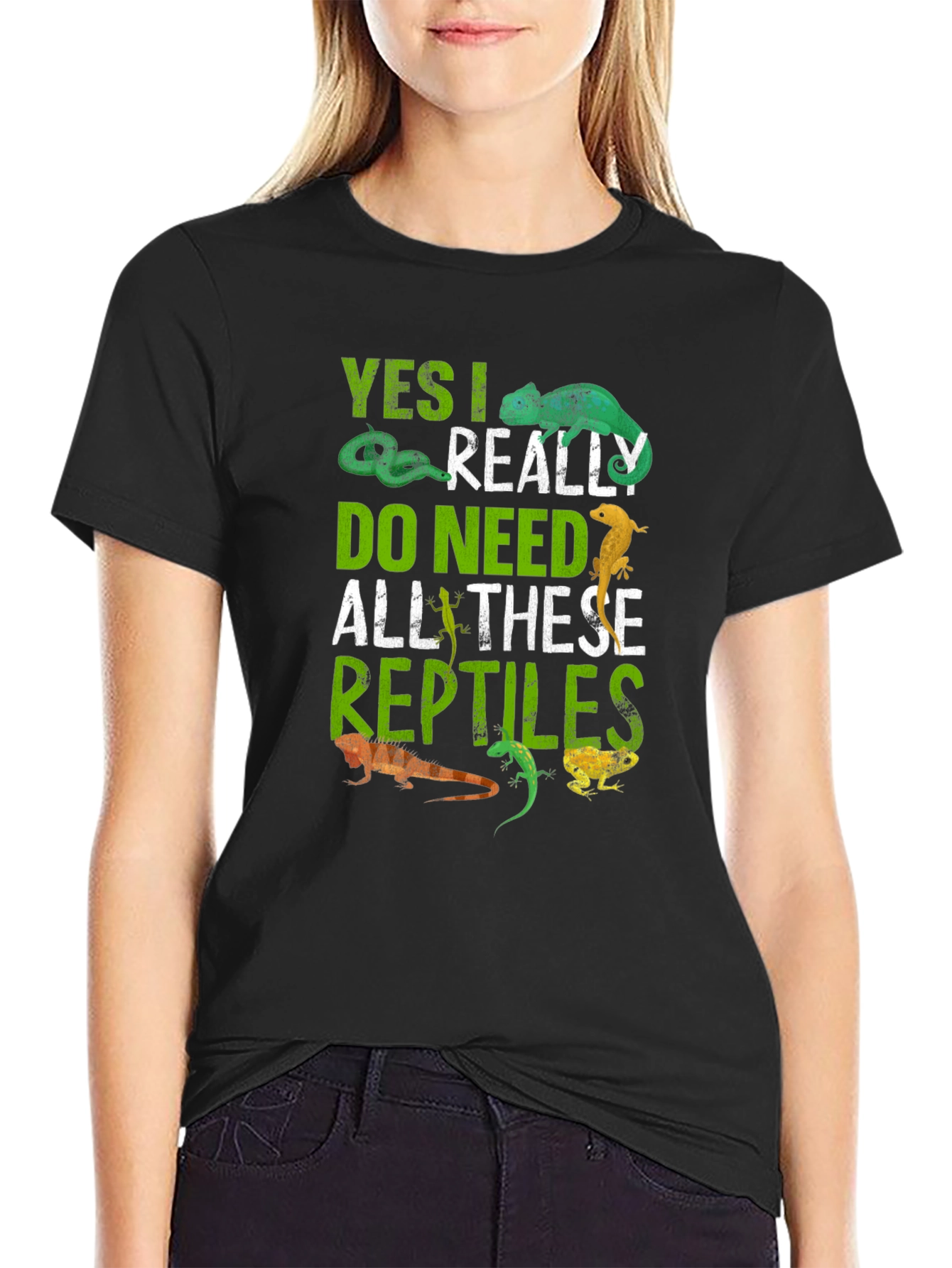 Black Reptile Lover T-Shirt - Yes I Really Do Need All These Reptiles view 2