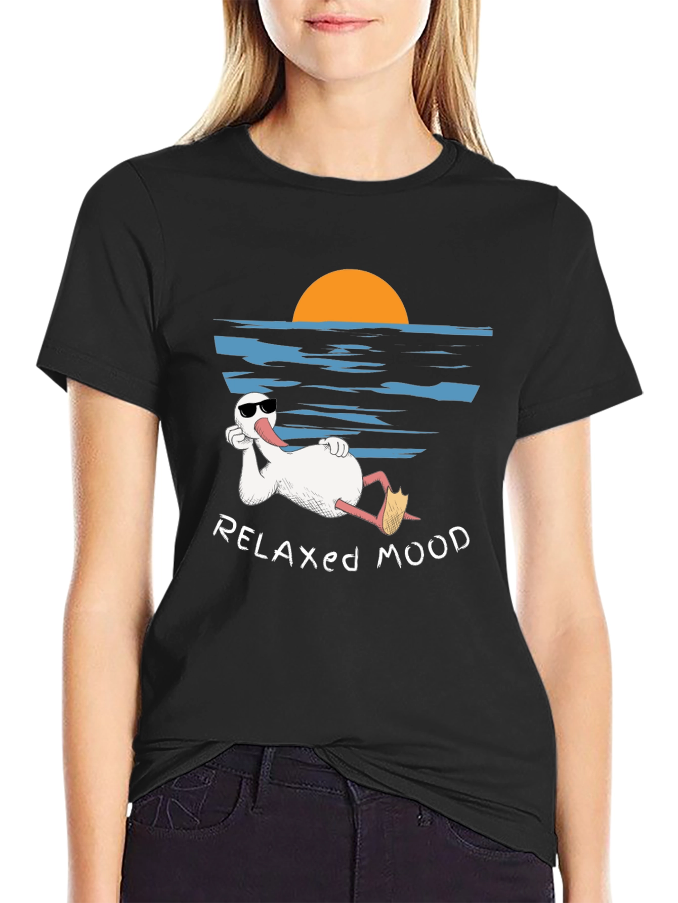 Black Relaxed Mood T-Shirt - Duck Vacation Tee view 2