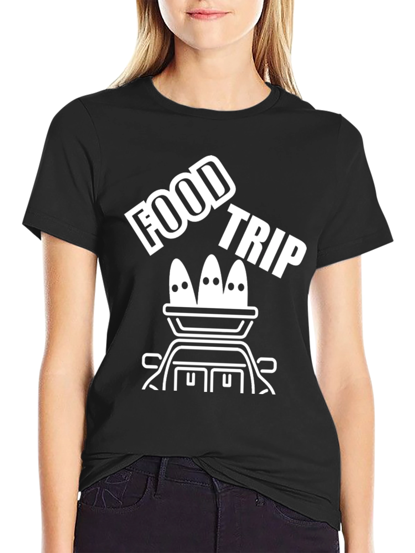 Black Food Trip T-Shirt - Road Trip Ready view 2