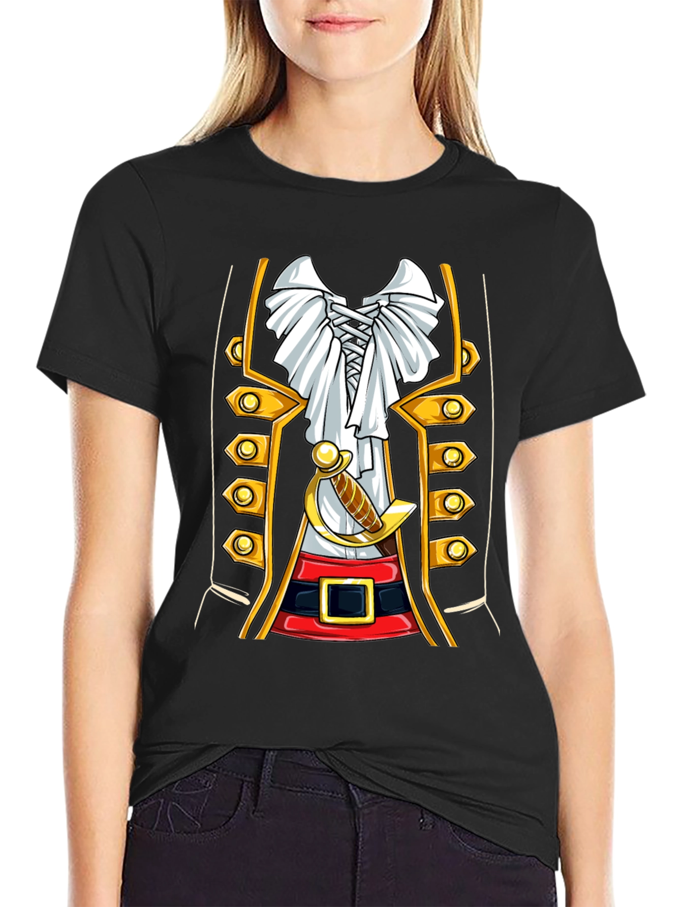 Black Pirate Costume T-Shirt - Party Ready view 2