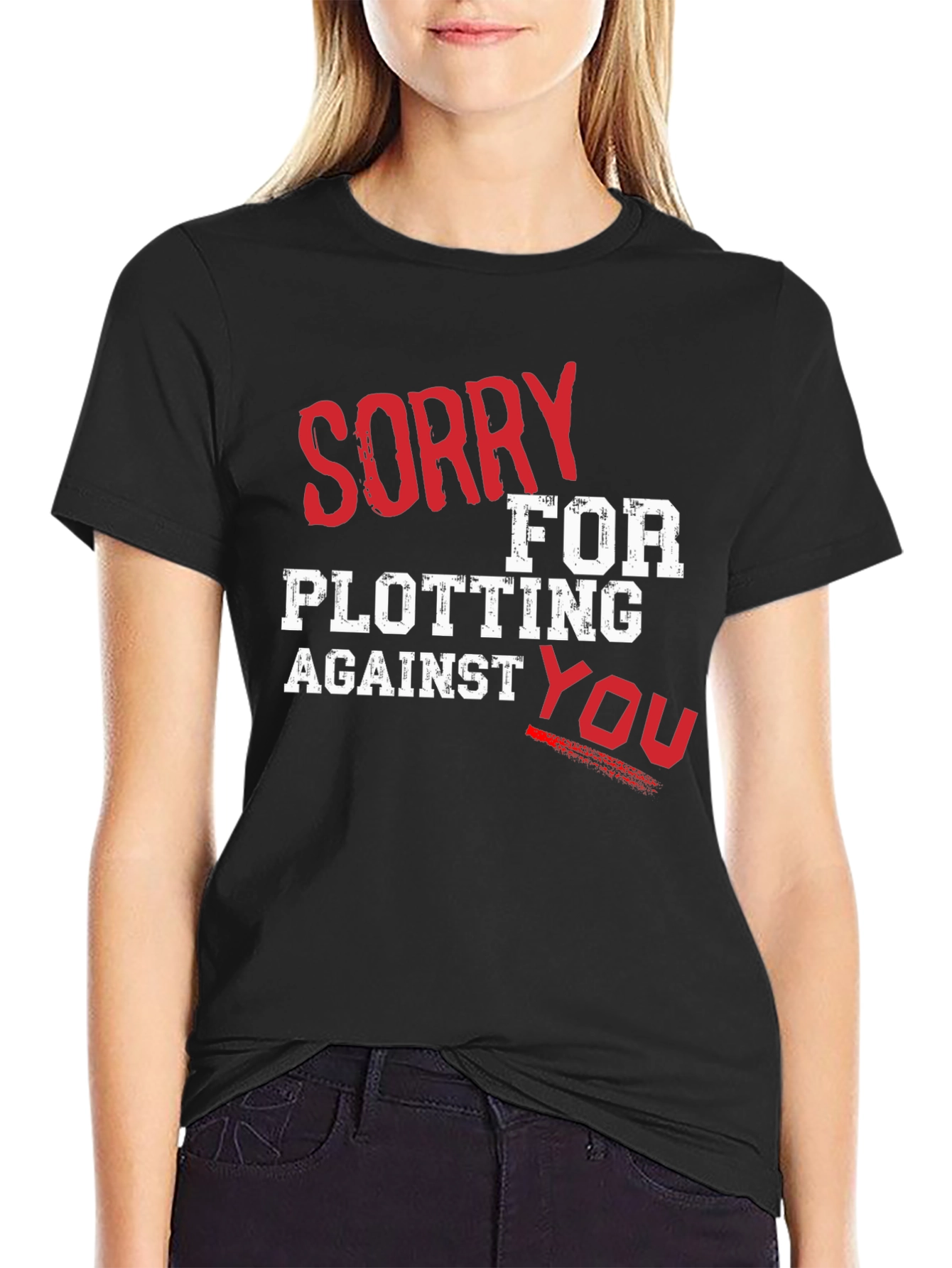 Black Sorry For Plotting T-Shirt - Funny Graphic Tee view 2