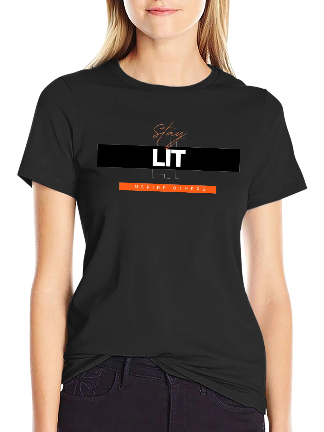 Black Stay Lit Graphic T-Shirt - Inspire Others - Stylish Black Tee view 2