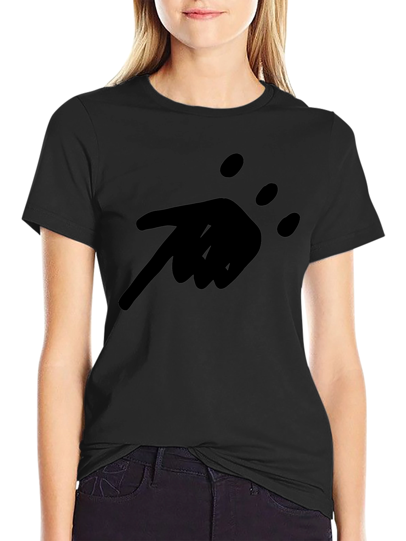 Black Men's Black Graphic Tee - Pointing Hand Design view 2