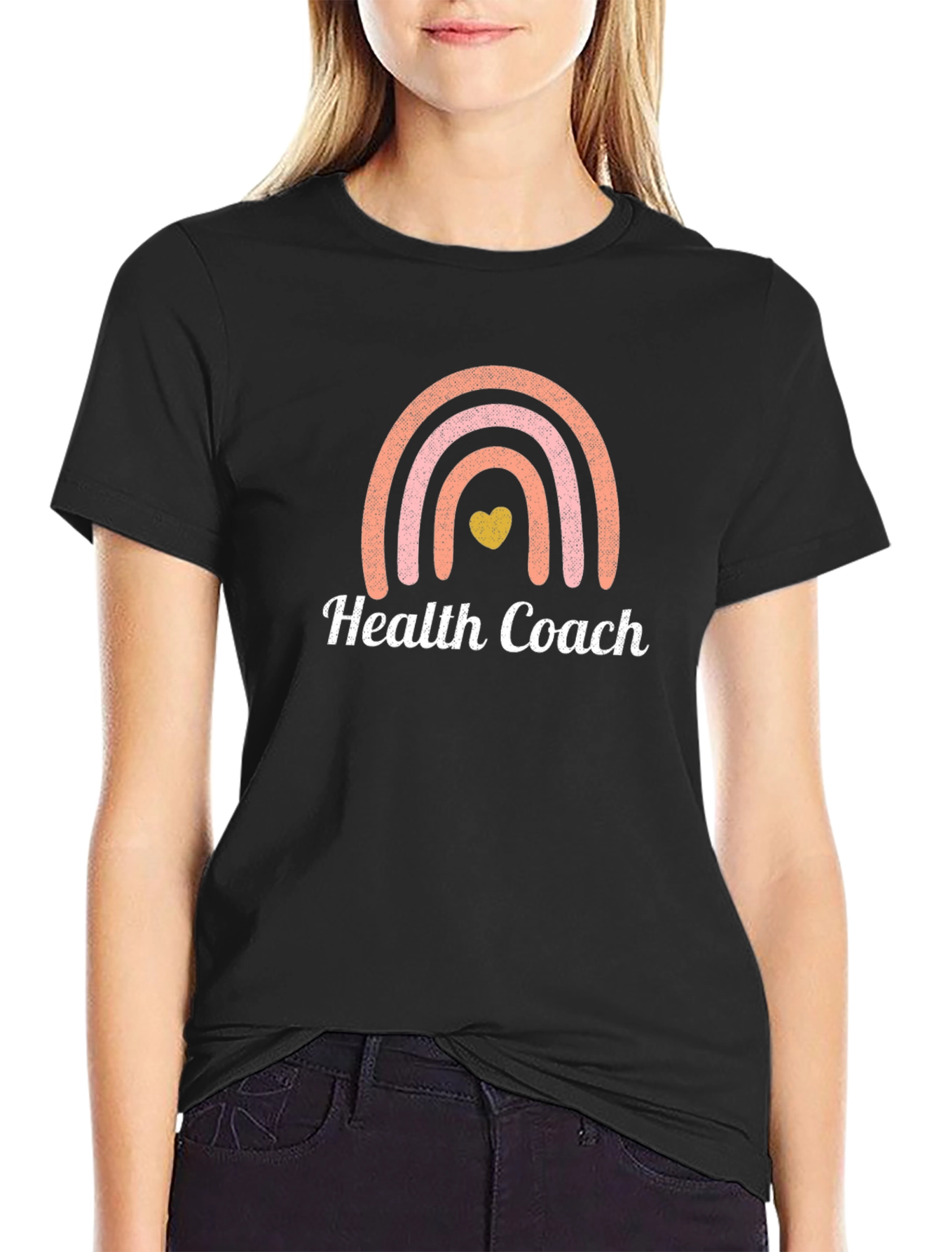 Black Health Coach Rainbow Graphic T-Shirt view 2