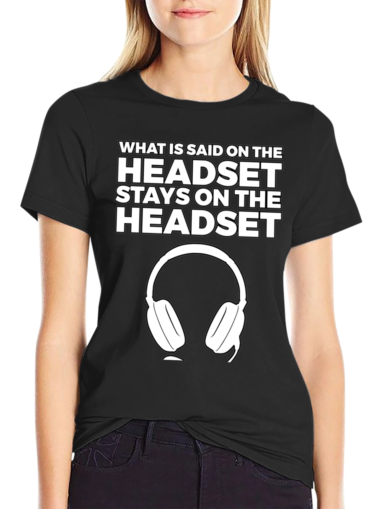 Black Headset T-Shirt - What is Said Stays On view 2