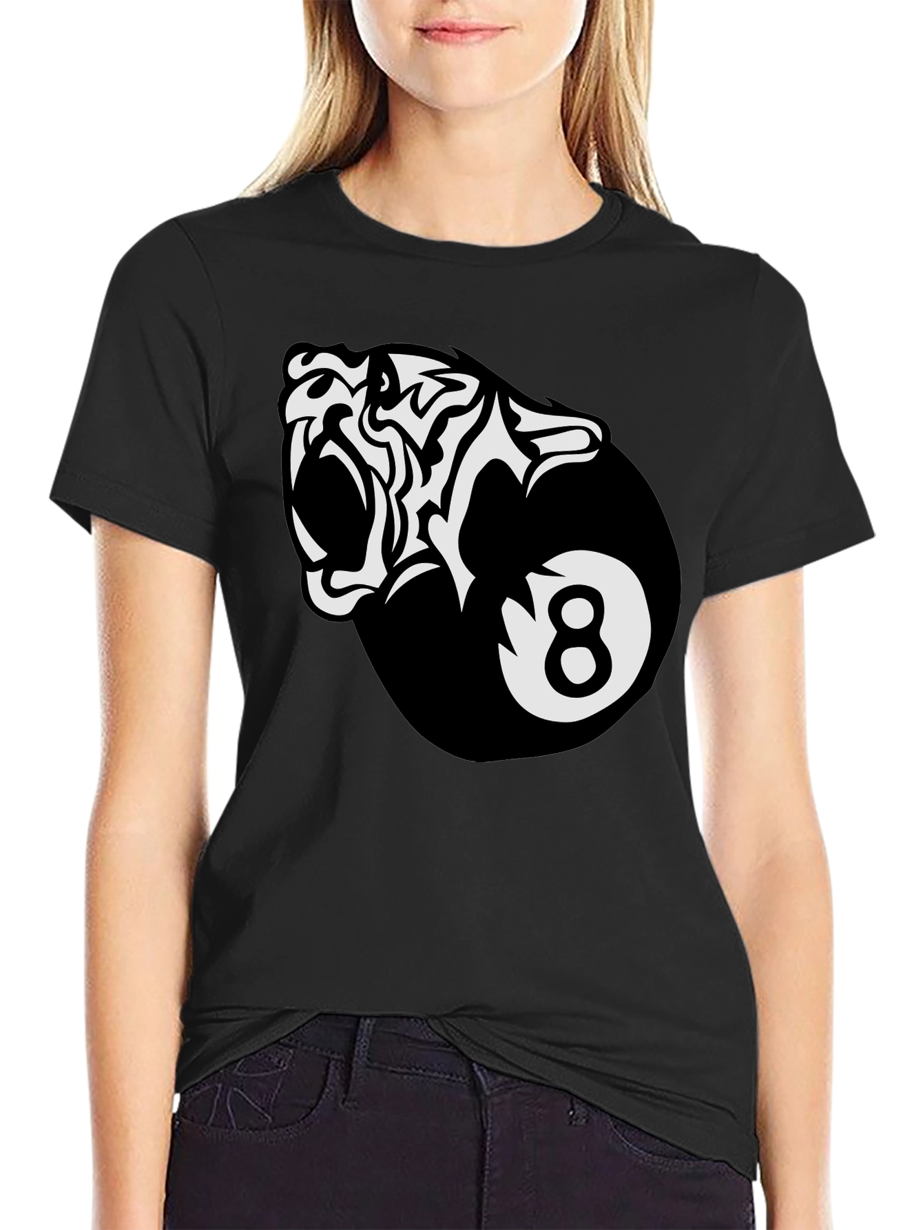 Black Cool Tiger 8-Ball Graphic Tee view 2