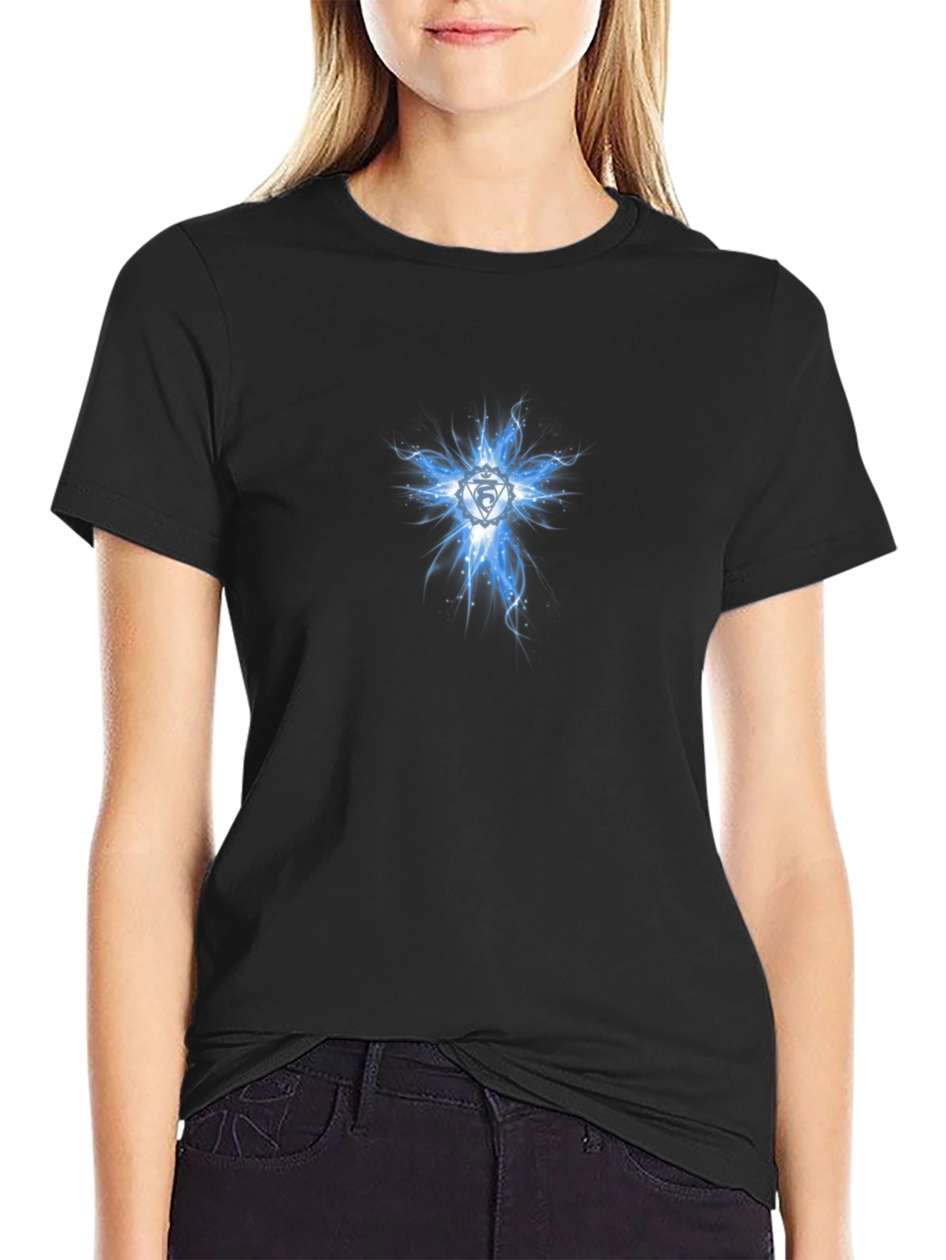 Black Third Eye Chakra Graphic Tee - Black Cotton Blend view 2