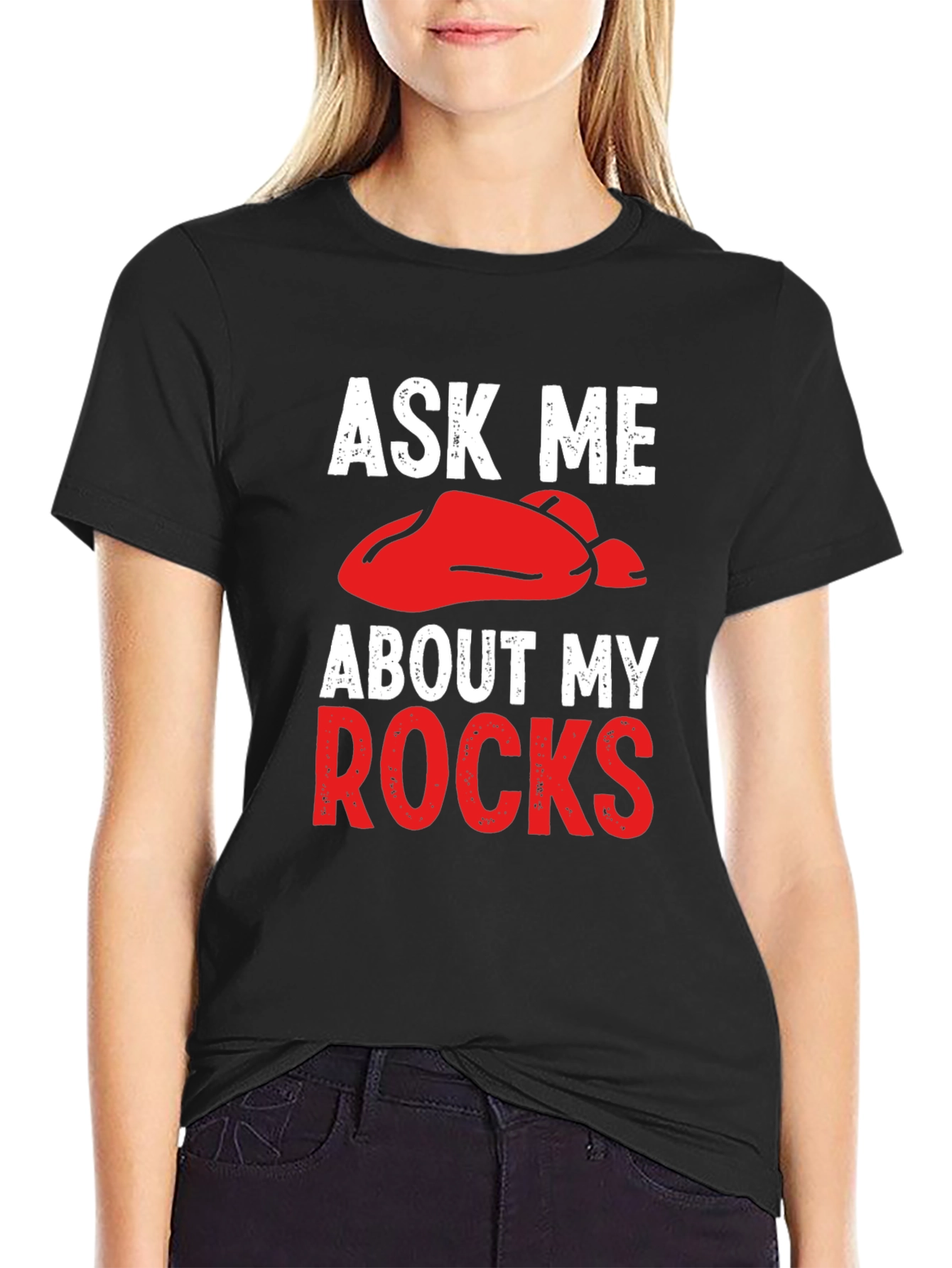 Black Ask Me About My Rocks T-Shirt view 2