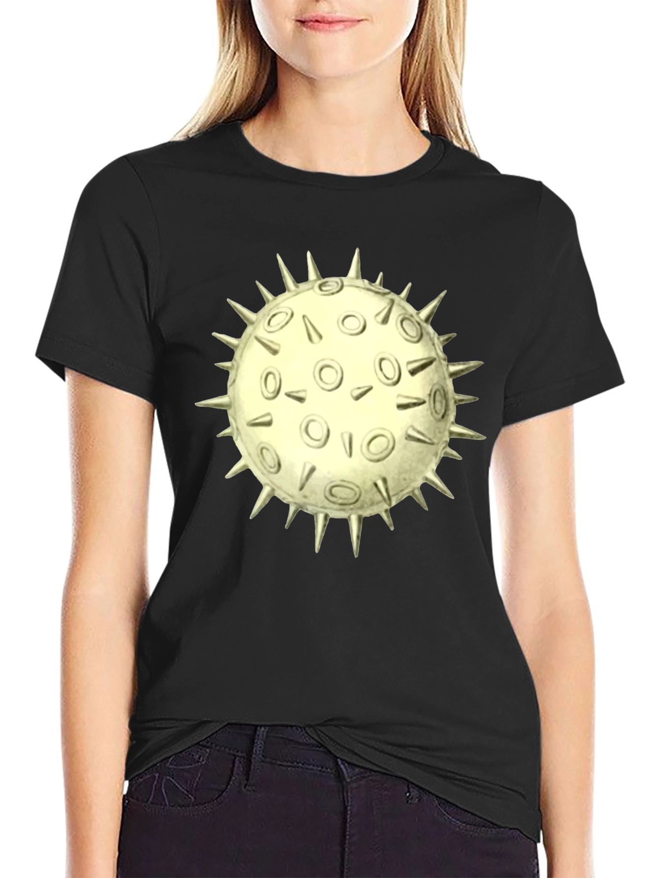 Black Spiky Orb Graphic T-Shirt view 2