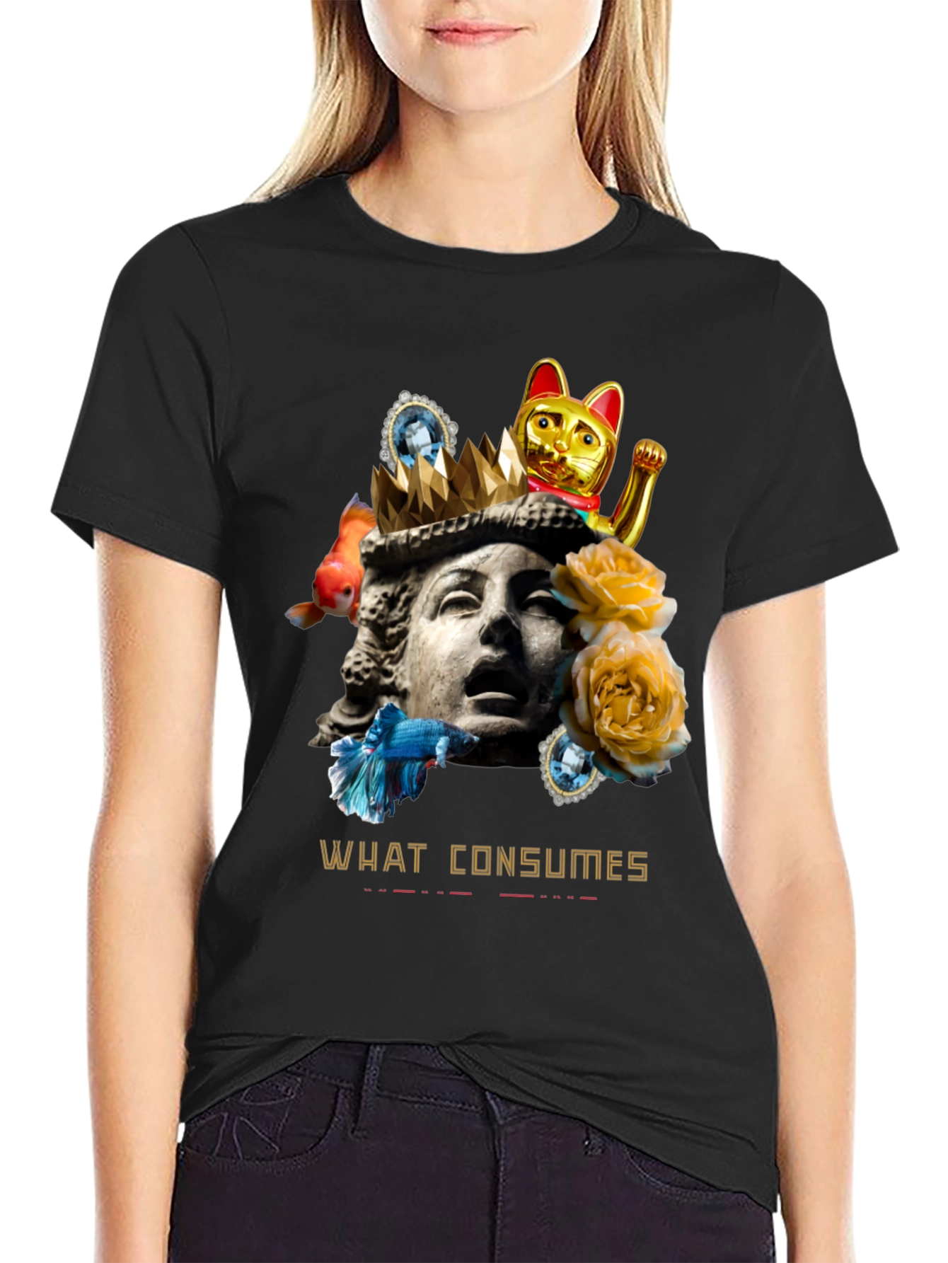 Black What Consumes Graphic T-Shirt - Unique Art Tee view 2