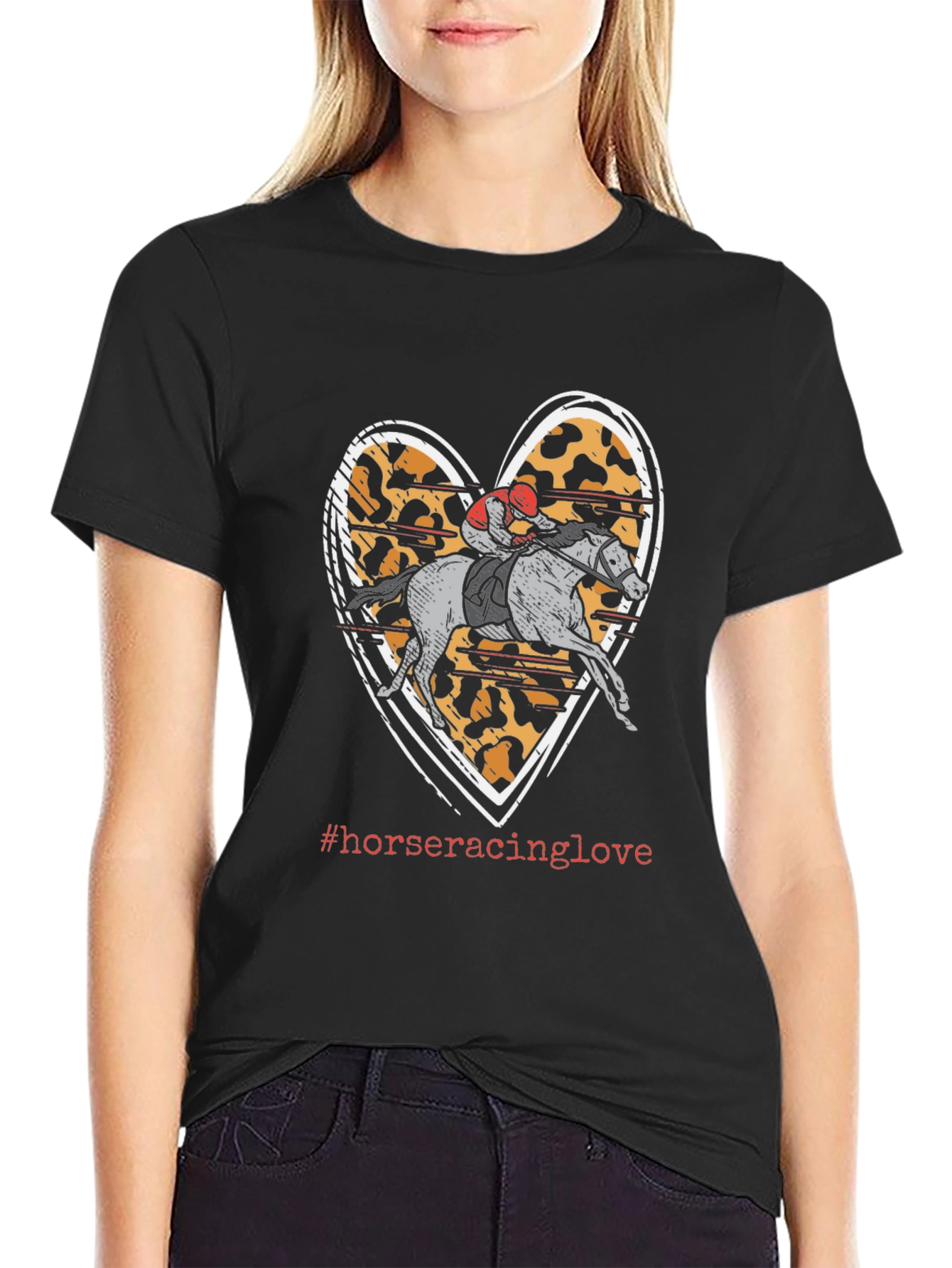 Black Horse Racing Love Heart T-Shirt view 2