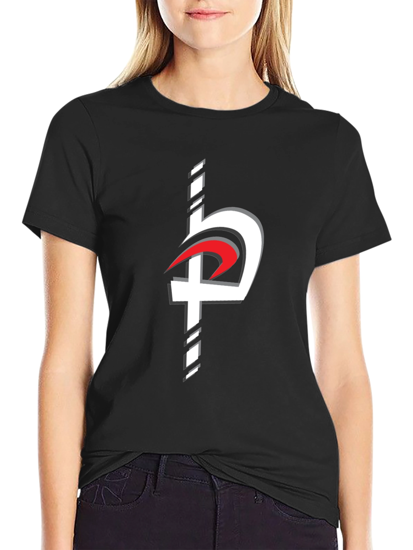 Black Modern Graphic Print Black T-Shirt view 2
