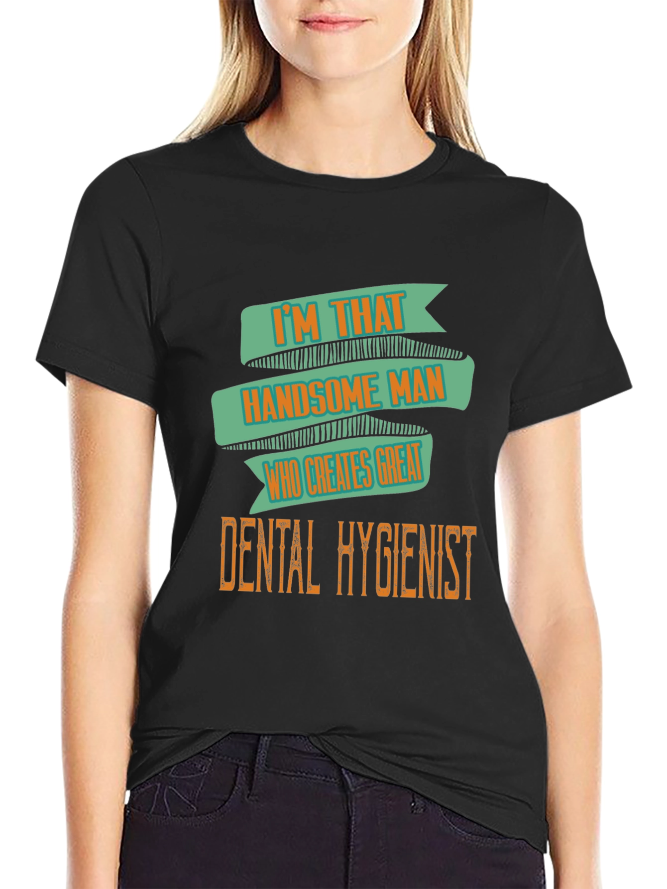 Black Handsome Dental Hygienist Men's Black T-Shirt view 2