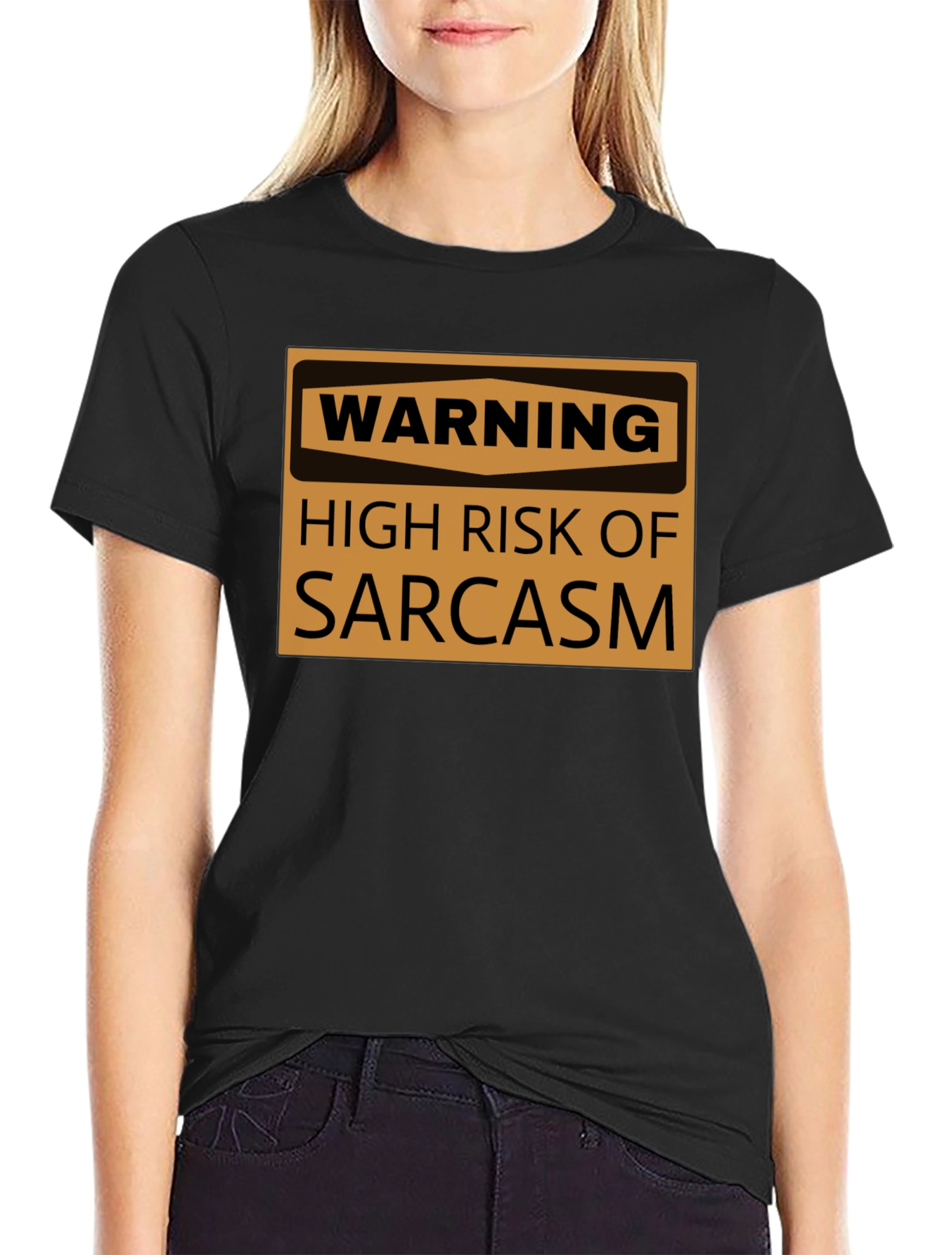 Black Warning Sarcasm T-Shirt - High Risk Humor Tee view 2