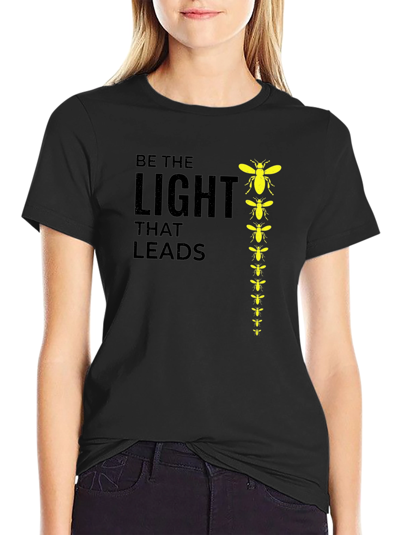 Black Be The Light That Leads Graphic Tee view 2