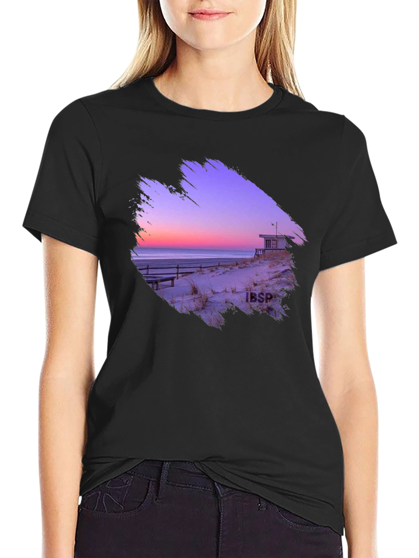 Black Sunset Beach Graphic Tee - Men's Black T-Shirt view 2