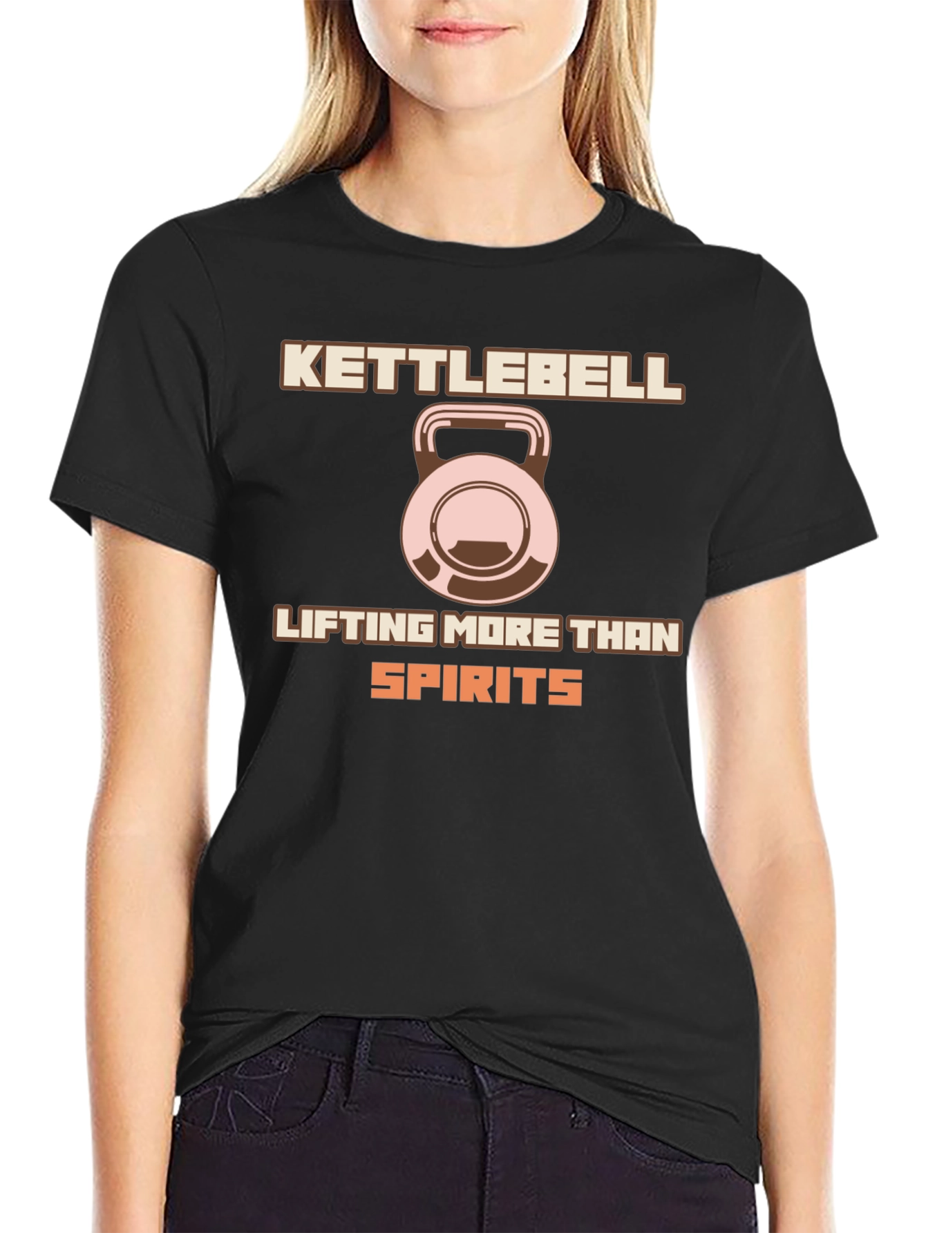Black Kettlebell Lifting T-Shirt - Workout Motivation view 2