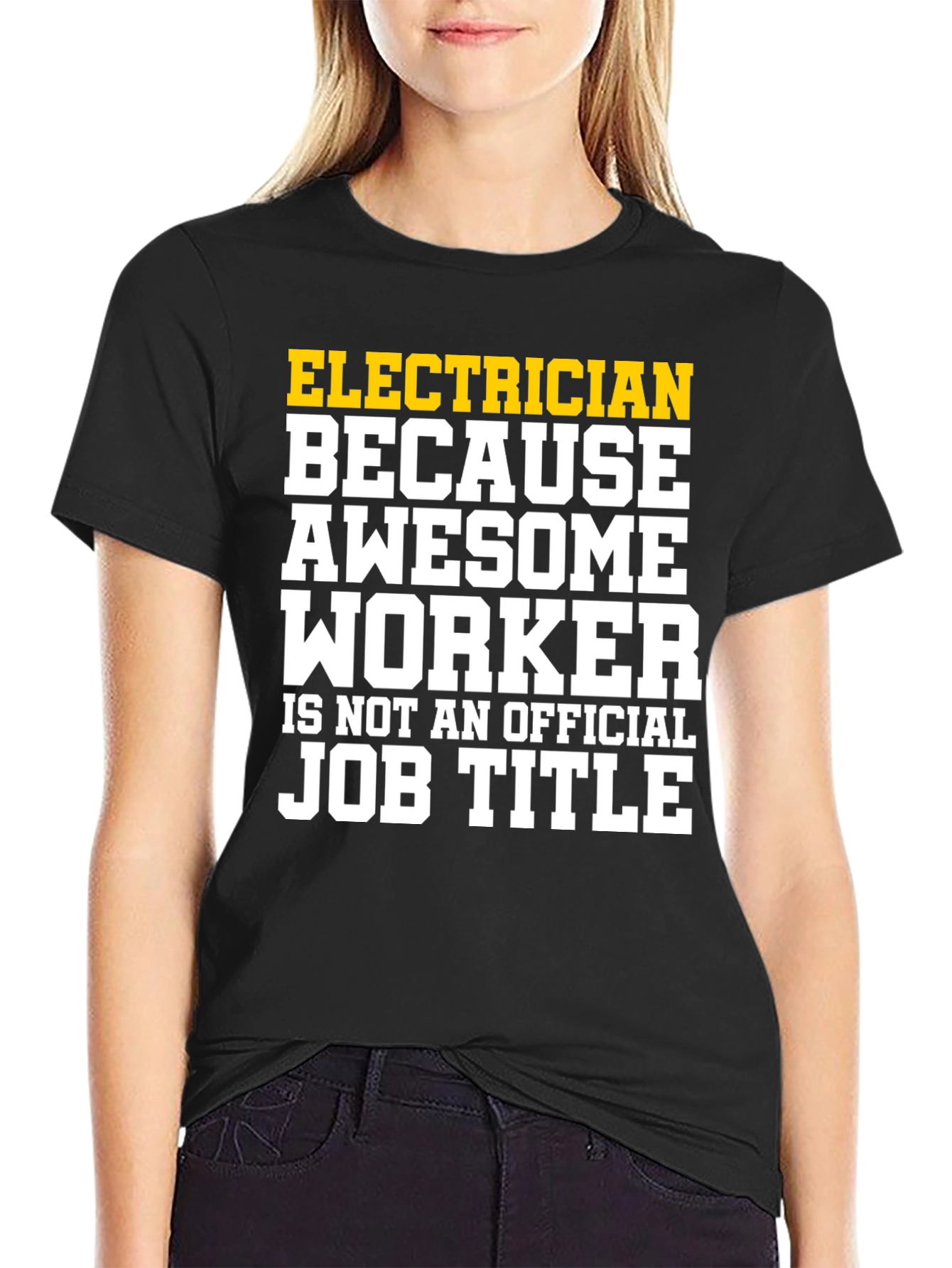 Black Electrician Awesome Worker Job Title Graphic T-Shirt view 2