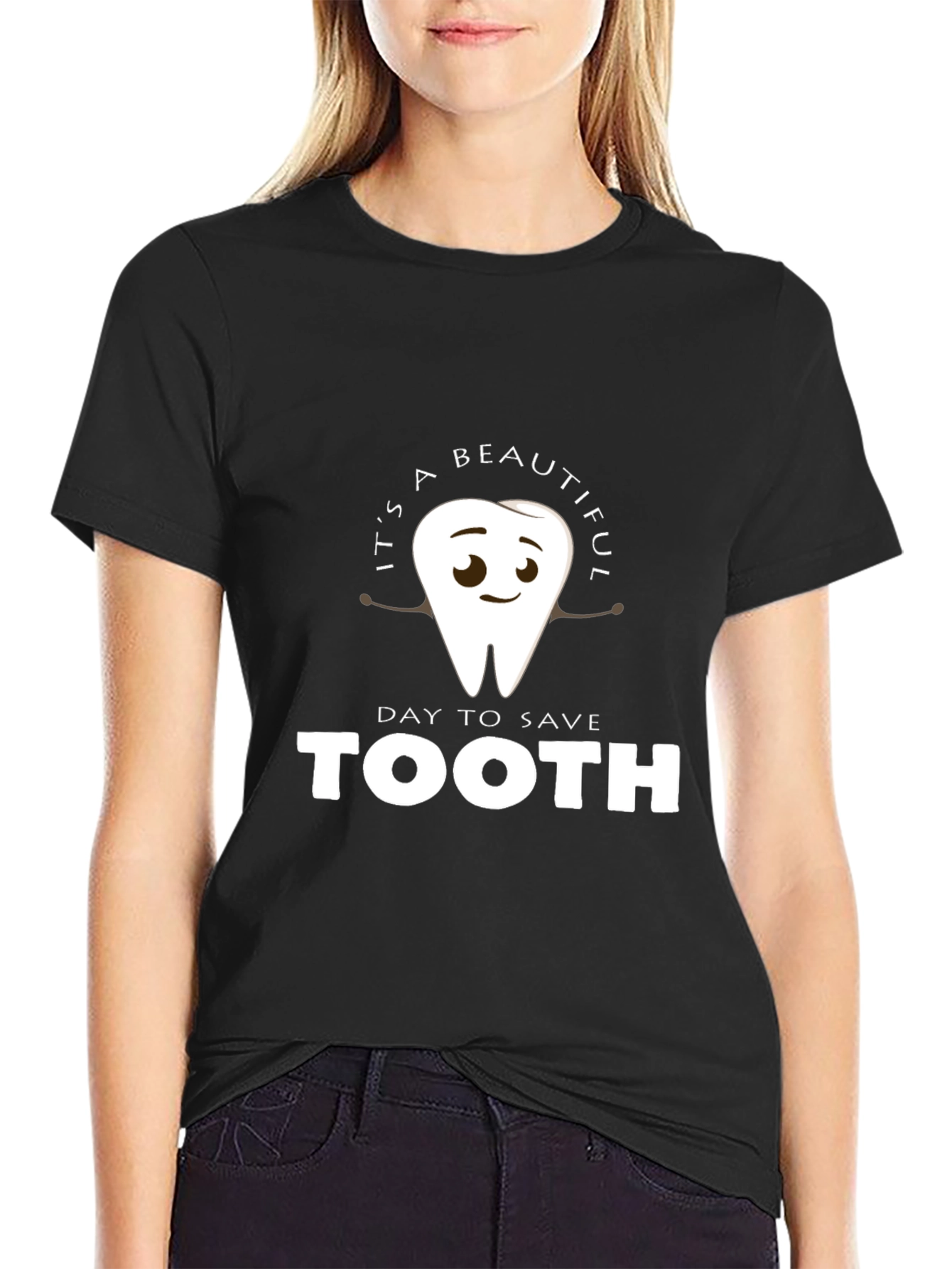 Black Funny Dental Hygienist T-Shirt: Save a Tooth view 2