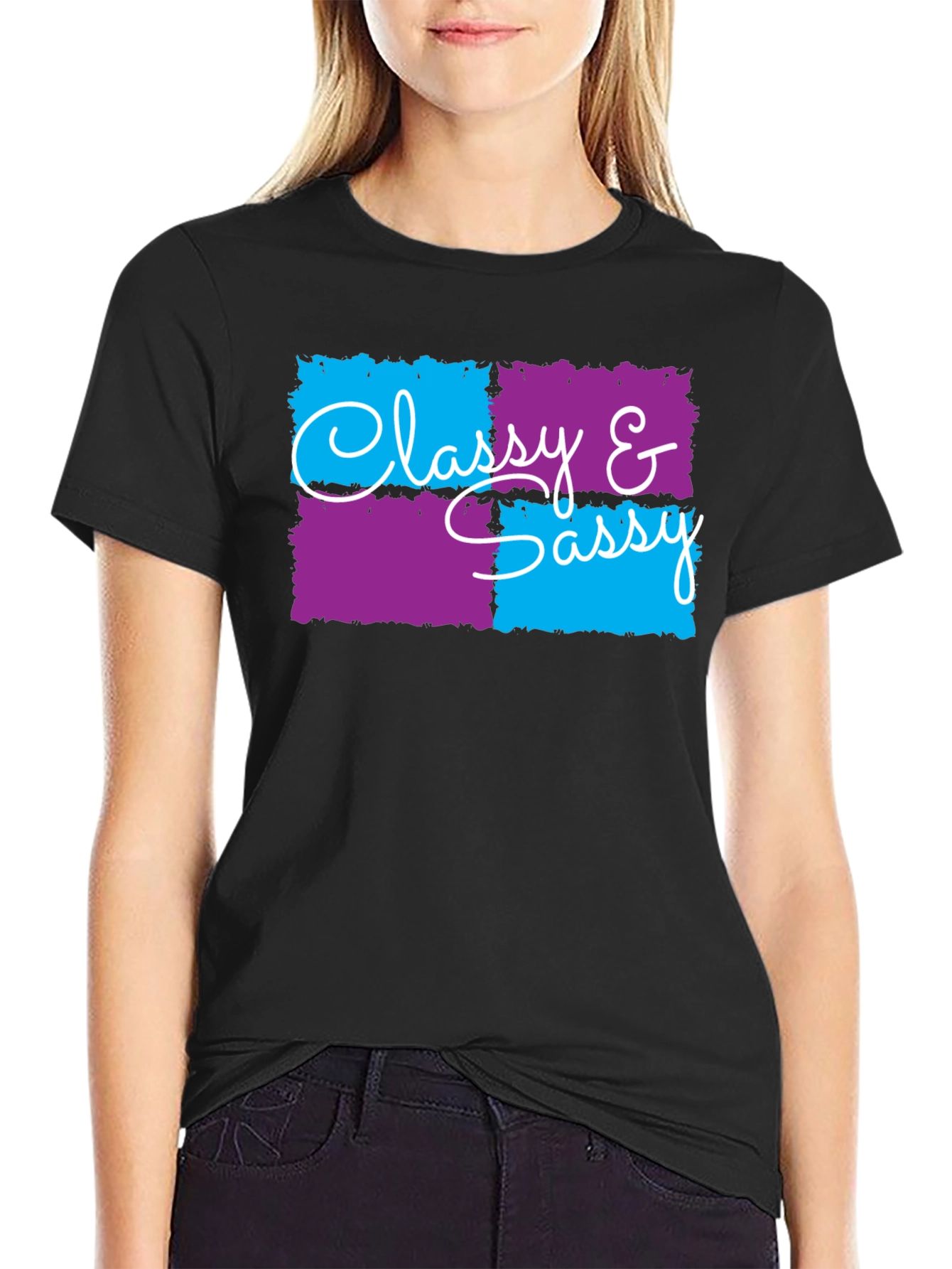 Black Classy & Sassy Graphic T-Shirt - Trendy Design view 2