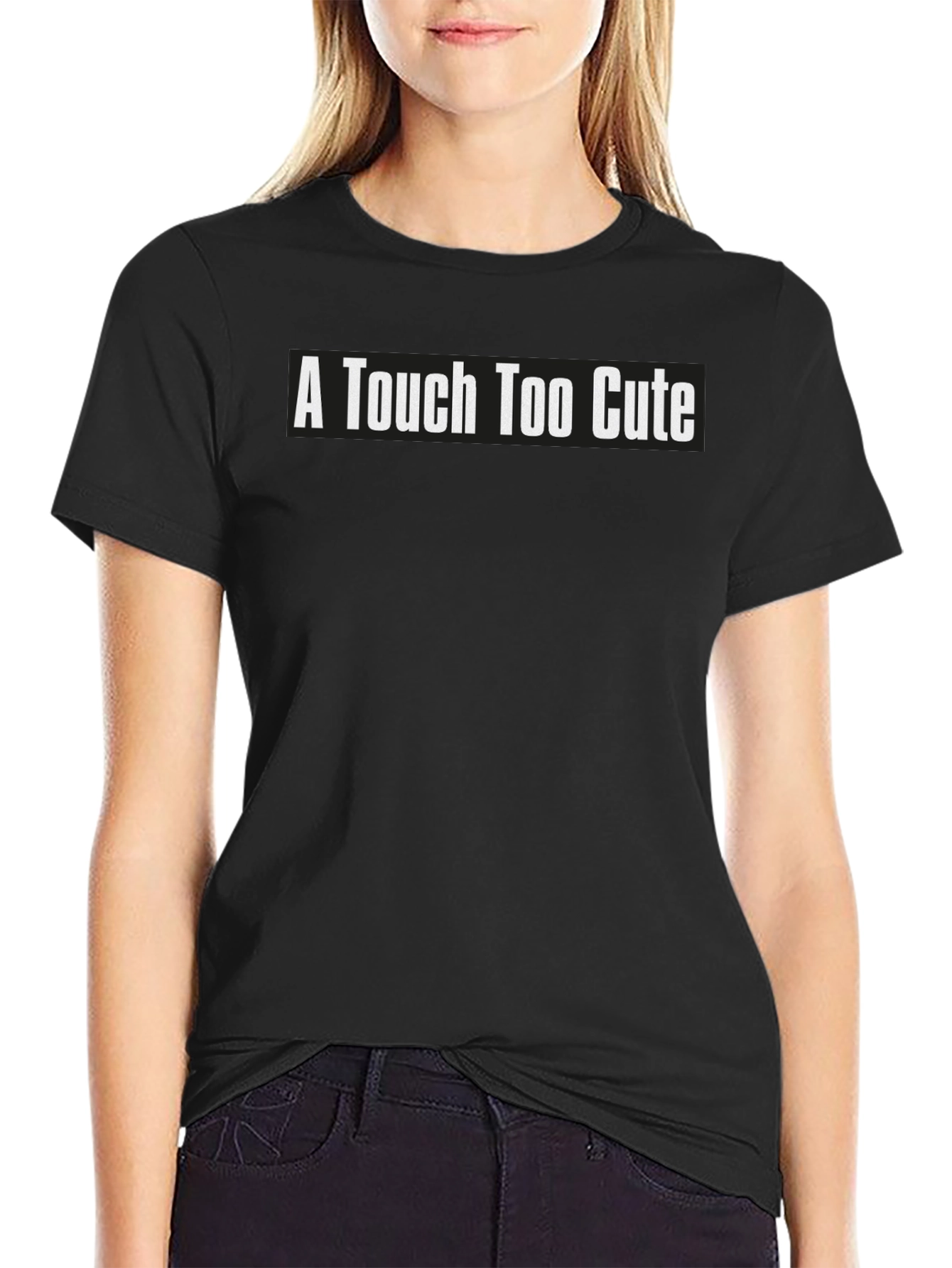 Black A Touch Too Cute Graphic Tee - Soft Cotton Blend view 2