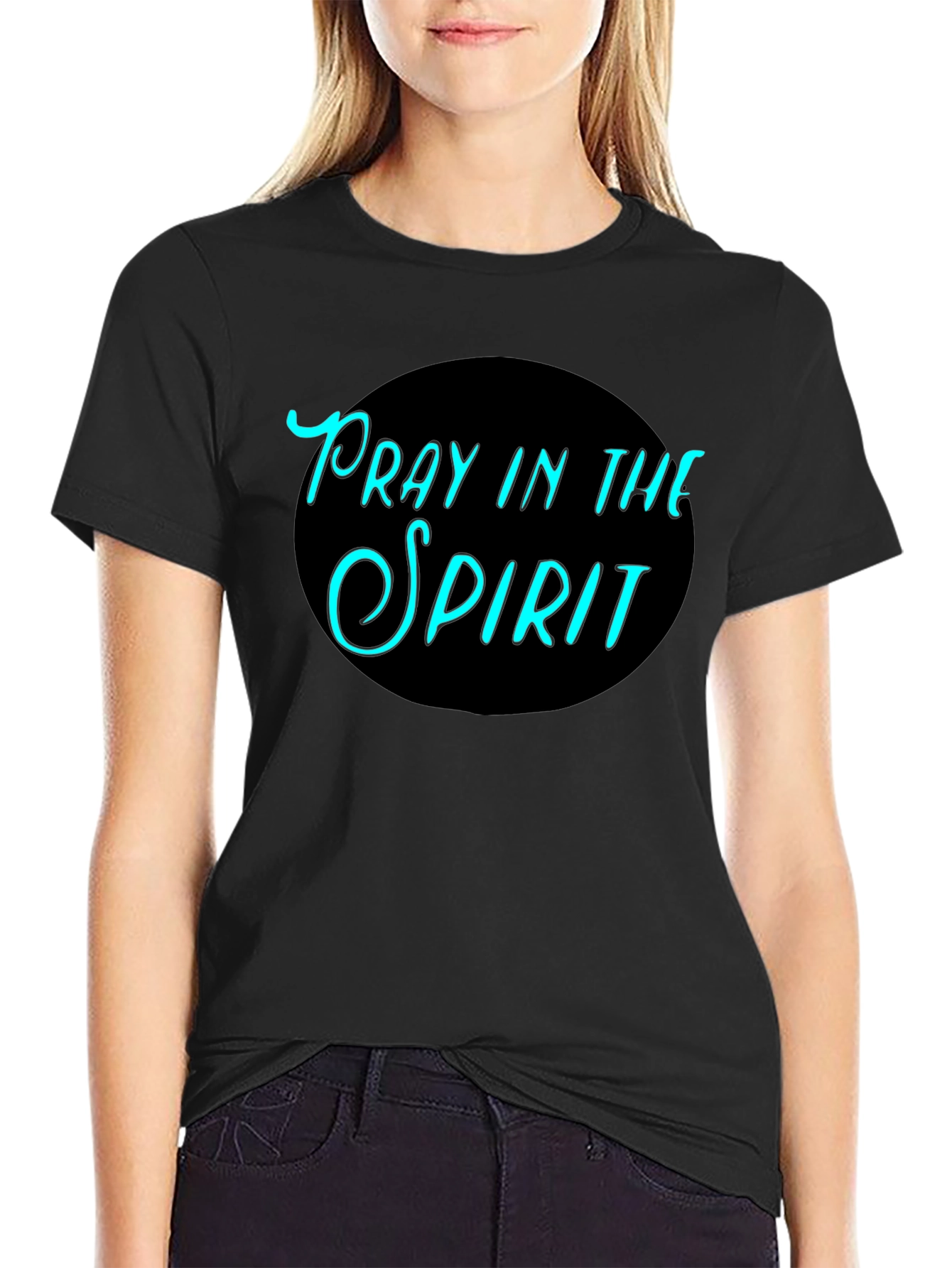 Black Pray In The Spirit Black T-Shirt Christian Graphic Tee view 2
