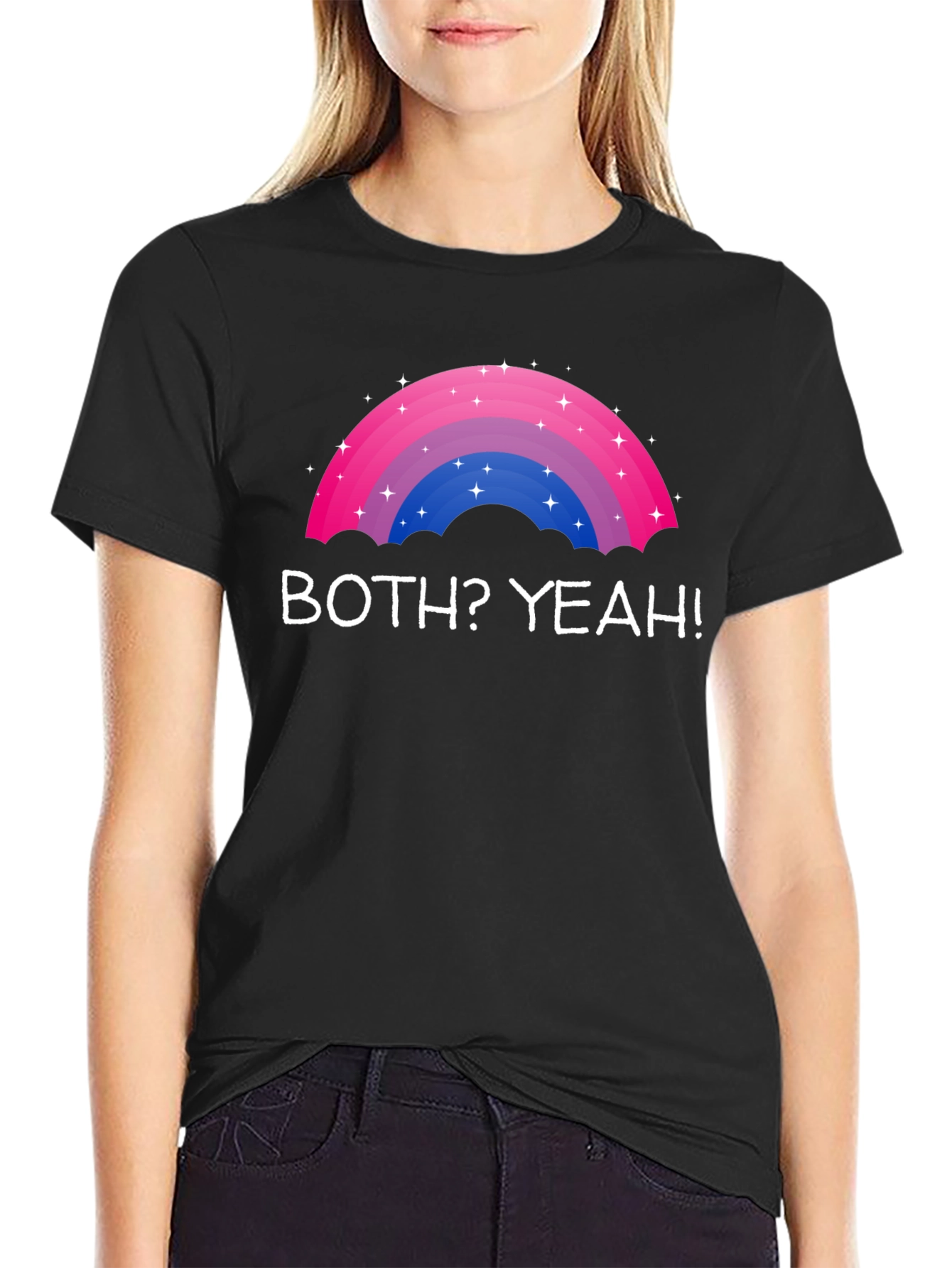 Black Bisexual Pride Rainbow T-Shirt - Both? Yeah! view 2