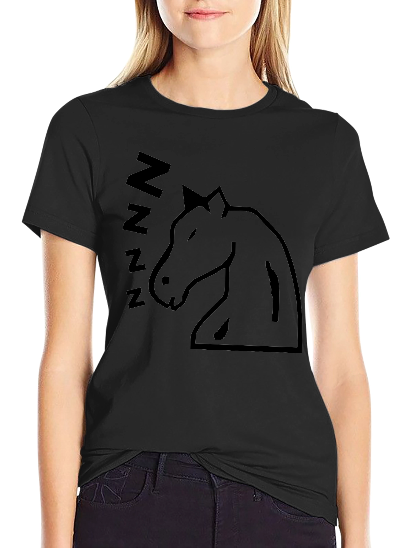 Black Sleeping Horse Graphic T-Shirt - Black view 2