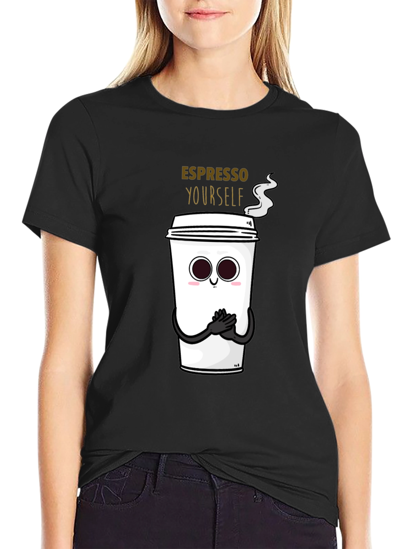 Black Espresso Yourself Graphic T-Shirt - Black Cotton Blend view 2