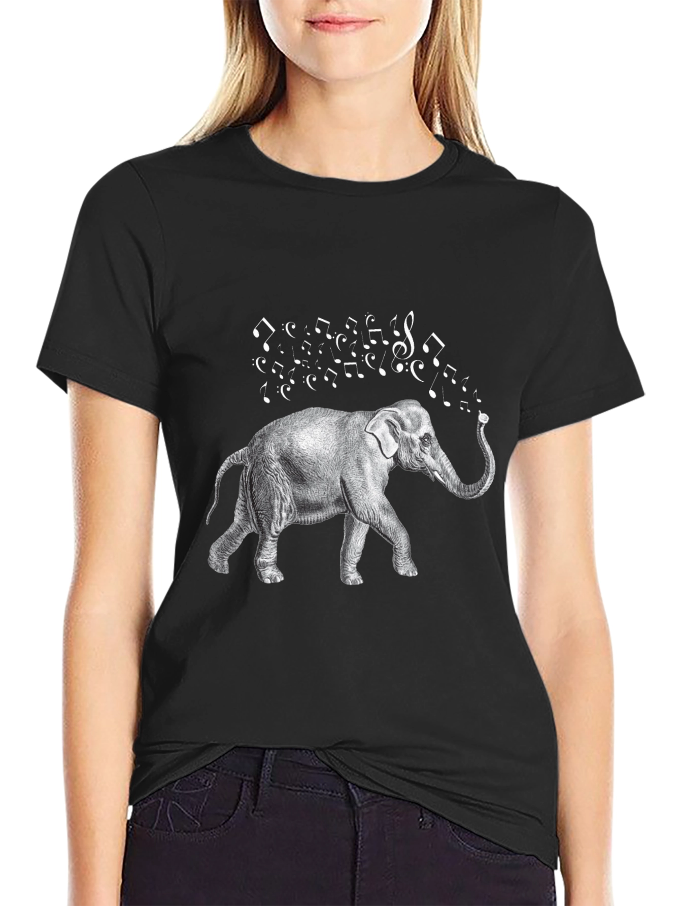 Black Musical Elephant Black T-Shirt view 2