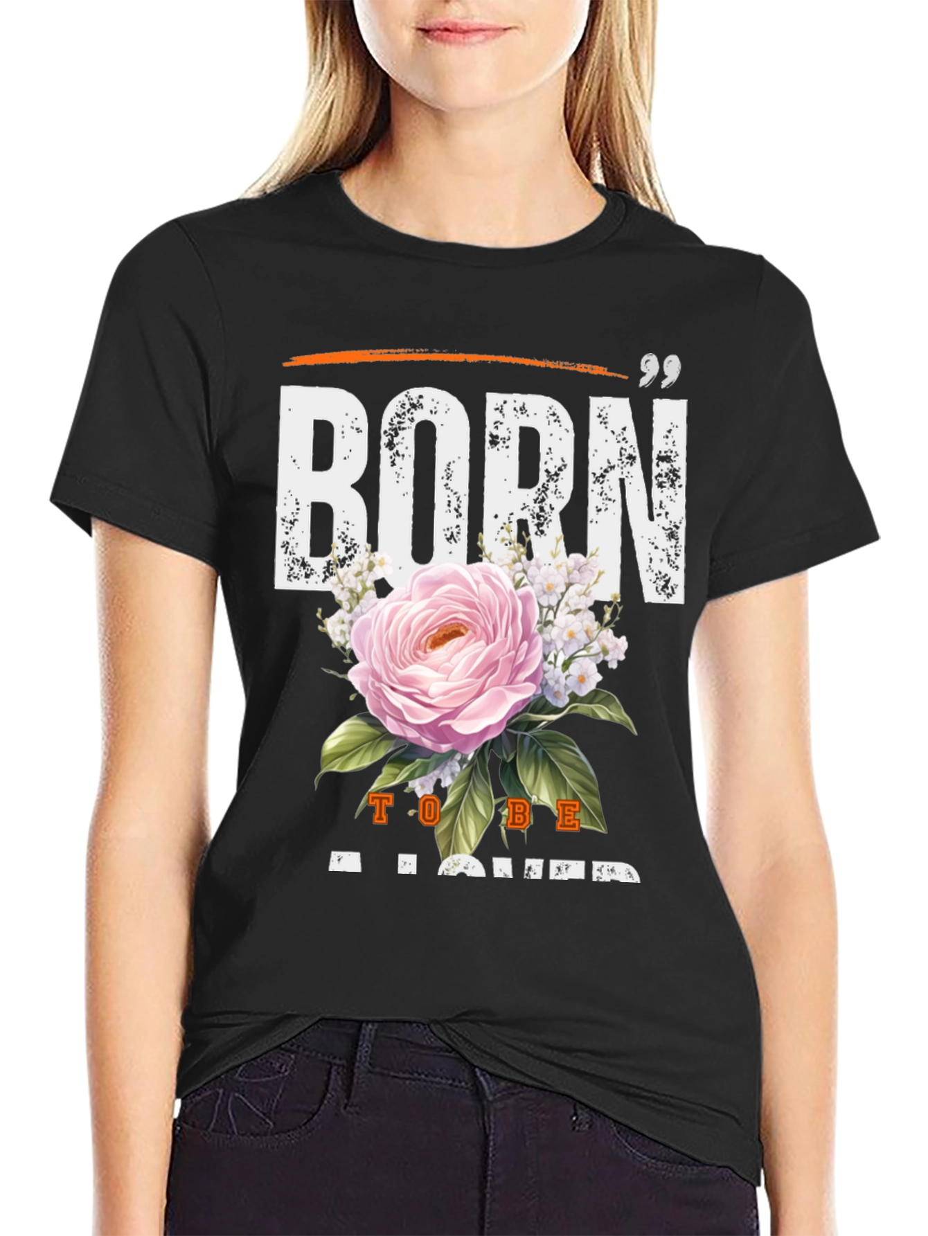 Black Born to Be Loved Black Graphic Tee view 2