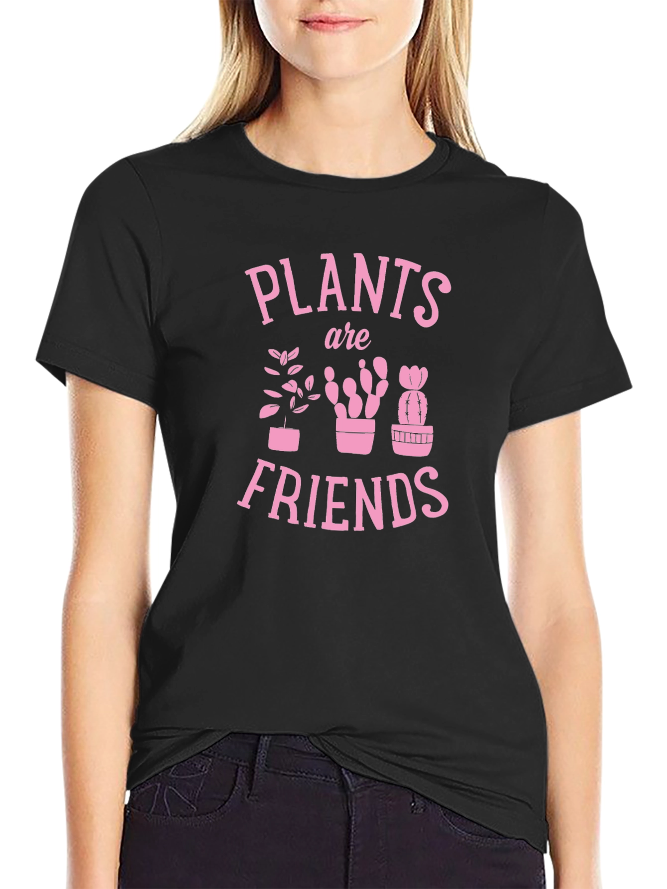 Black Plants Are Friends Graphic Tee - Black T-Shirt view 2