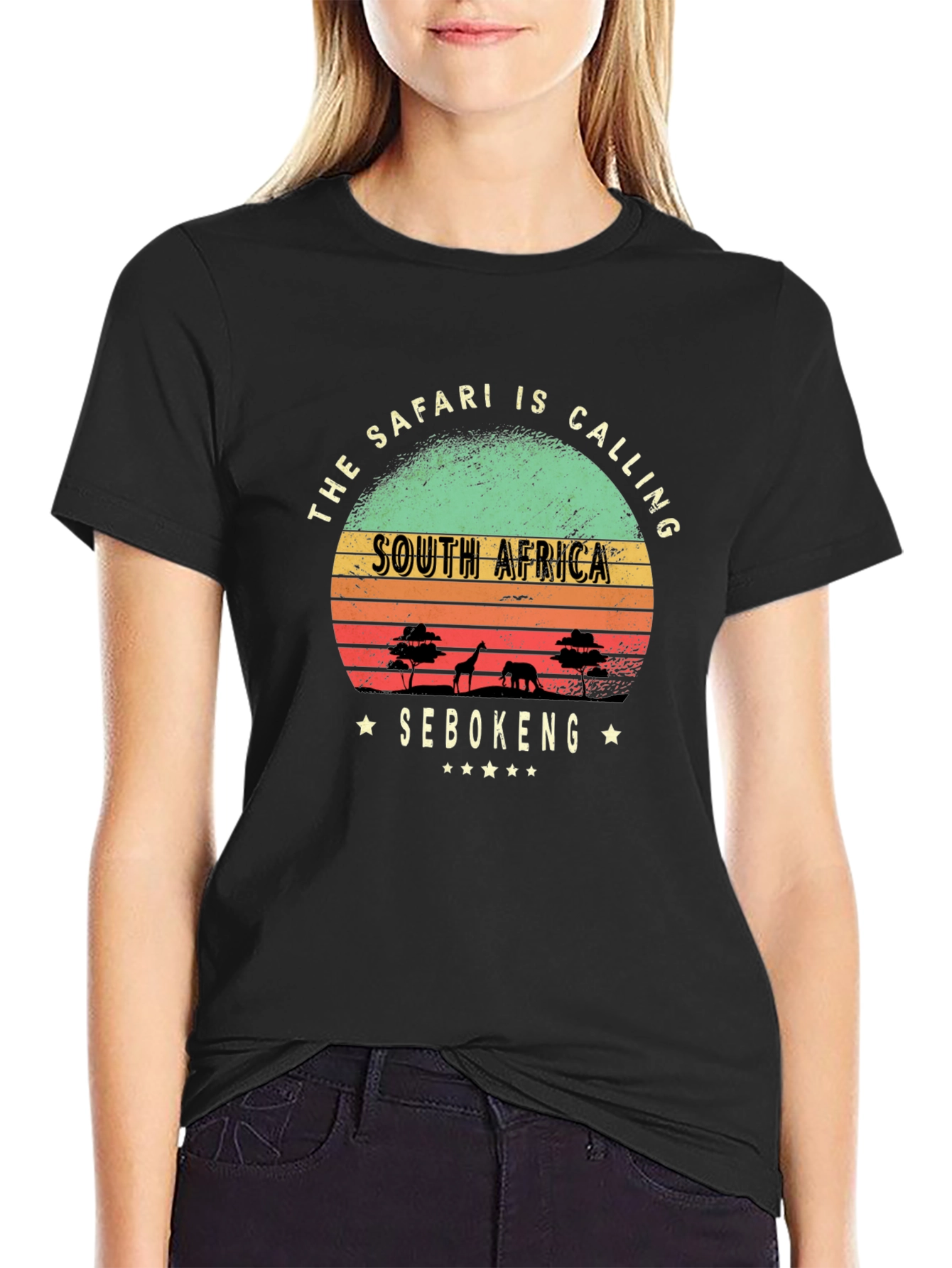 Black Safari Calling South Africa T-Shirt view 2
