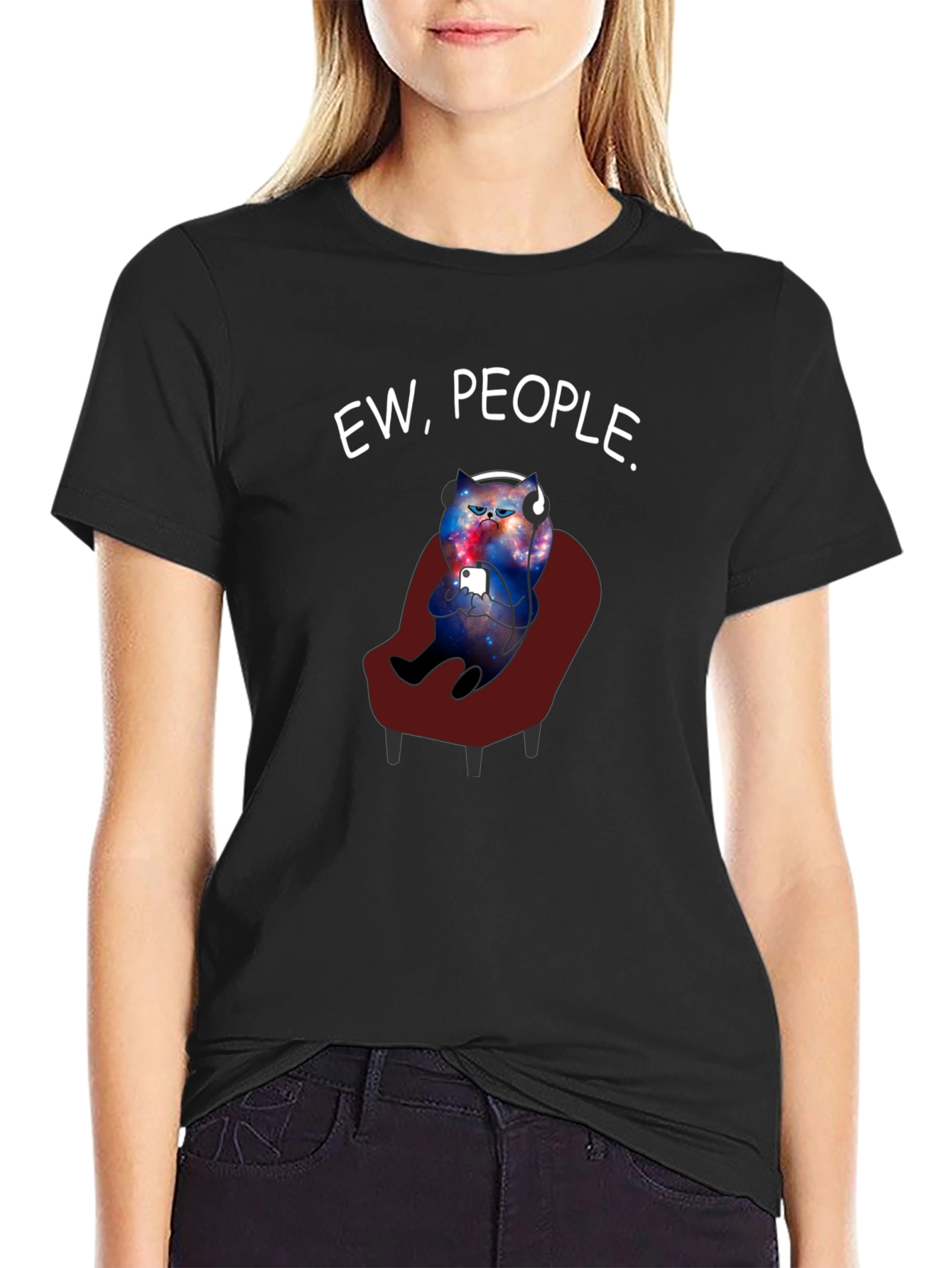 Black Ew People Cat T-Shirt view 2