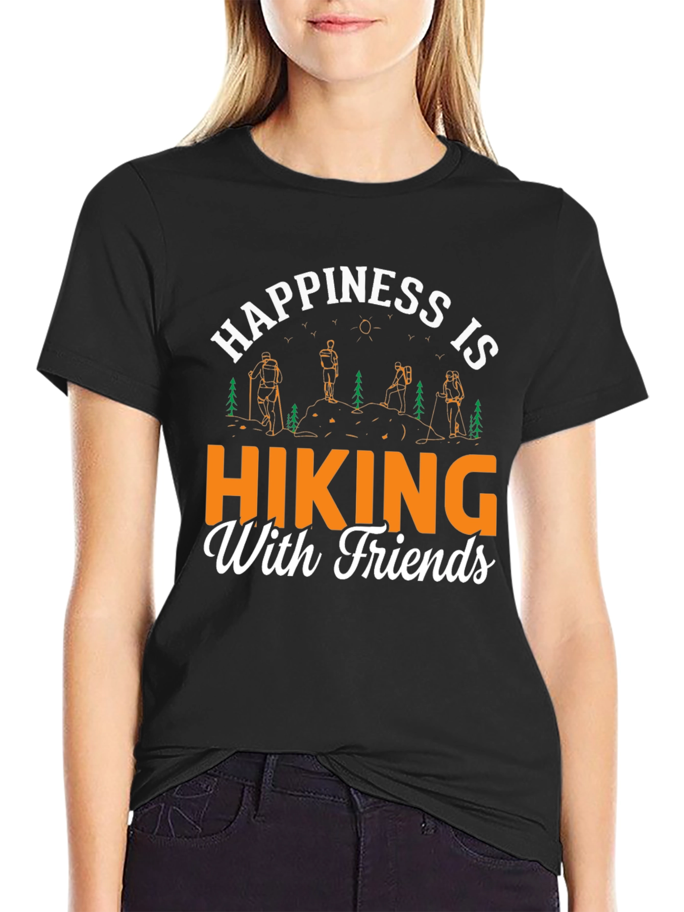 Black Hiking with Friends Graphic Tee view 2