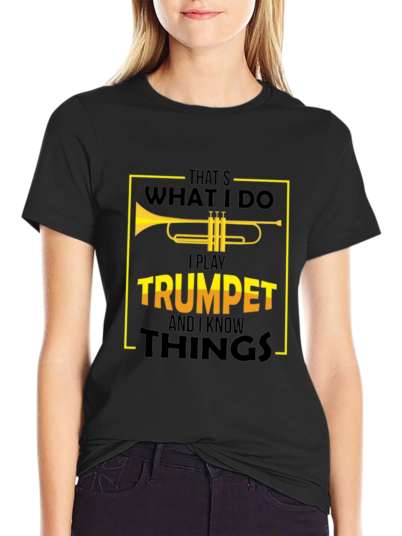 Black Trumpet Player T-Shirt - That's What I Do! view 2