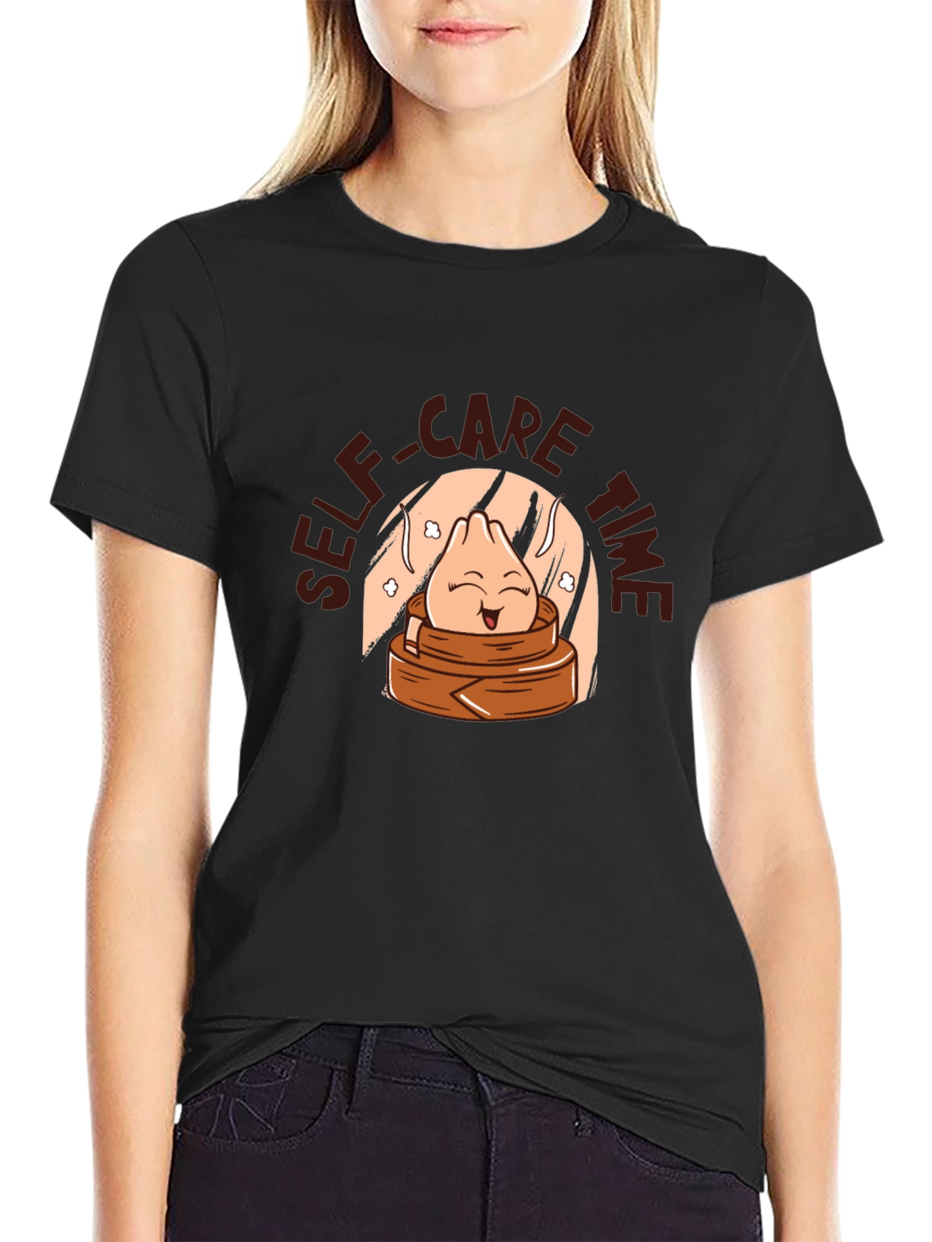 Black Self-Care Time Dumpling T-Shirt view 2