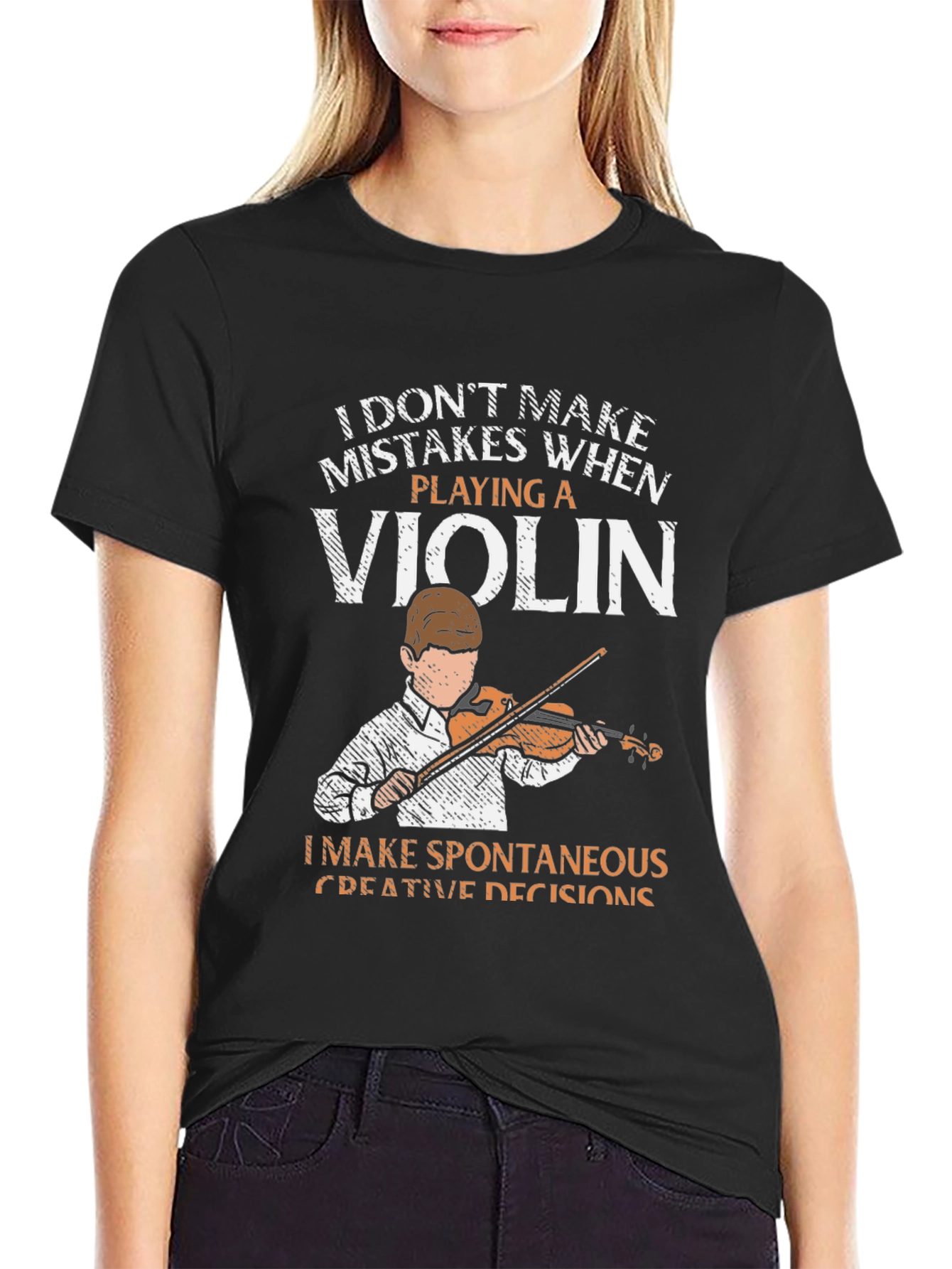 Black Violin Player T-Shirt - Funny Musician Tee view 2
