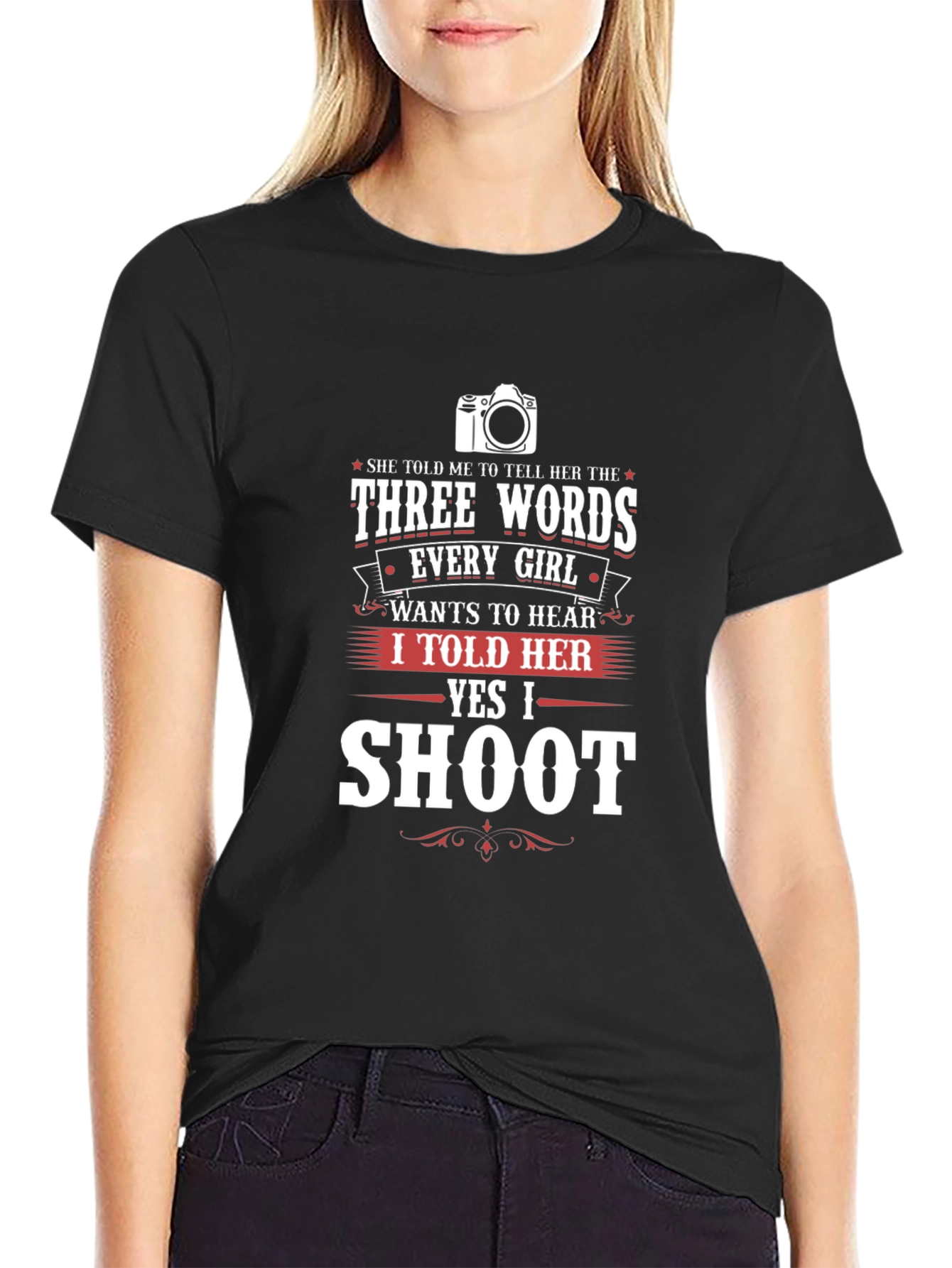 Black Funny Photographer T-Shirt - Say Yes to Shoot view 2