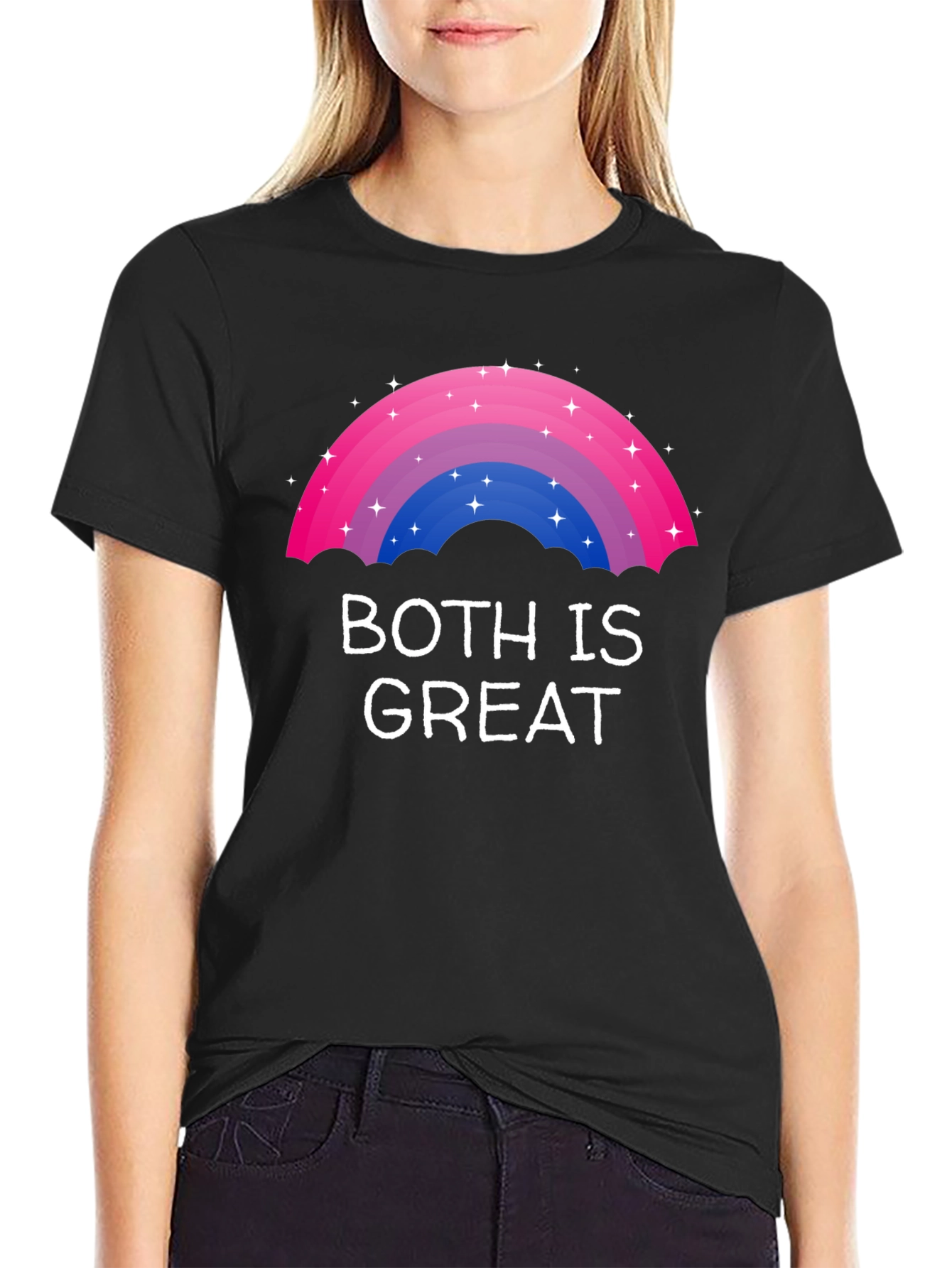 Black Bisexual Pride Rainbow T-Shirt - Both Is Great view 2